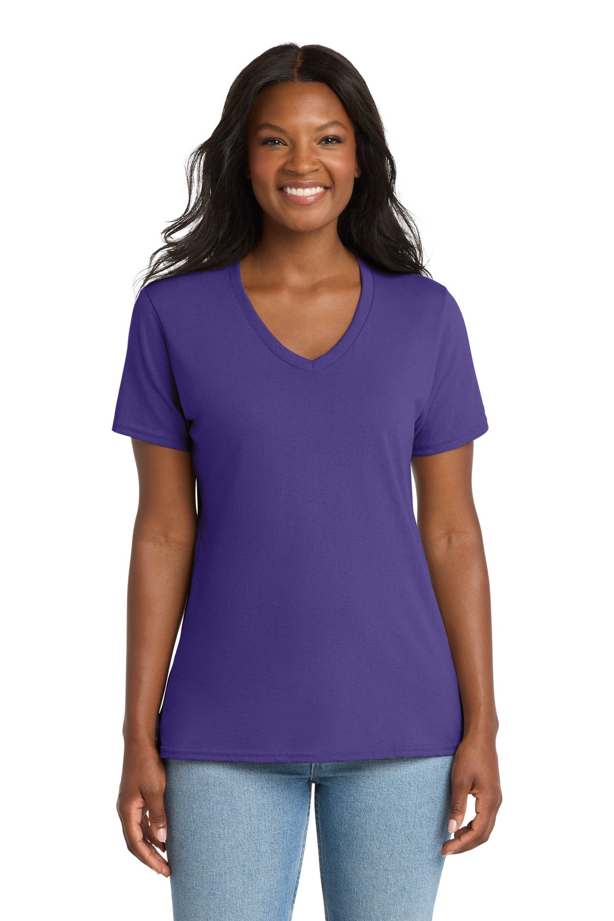 Port & Co Women's Core Cotton V-Neck Tee. LPC54V - Purple