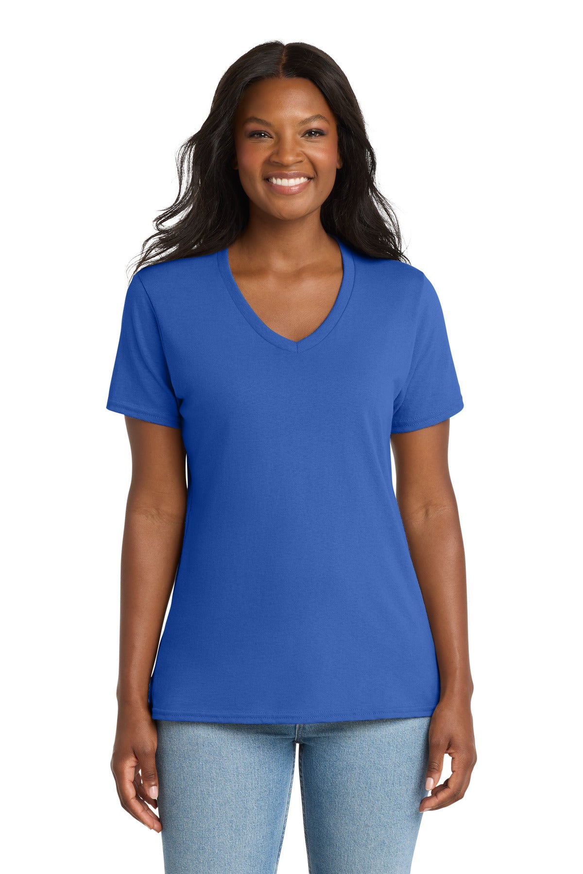 Port & Co Women's Core Cotton V-Neck Tee. LPC54V - Royal