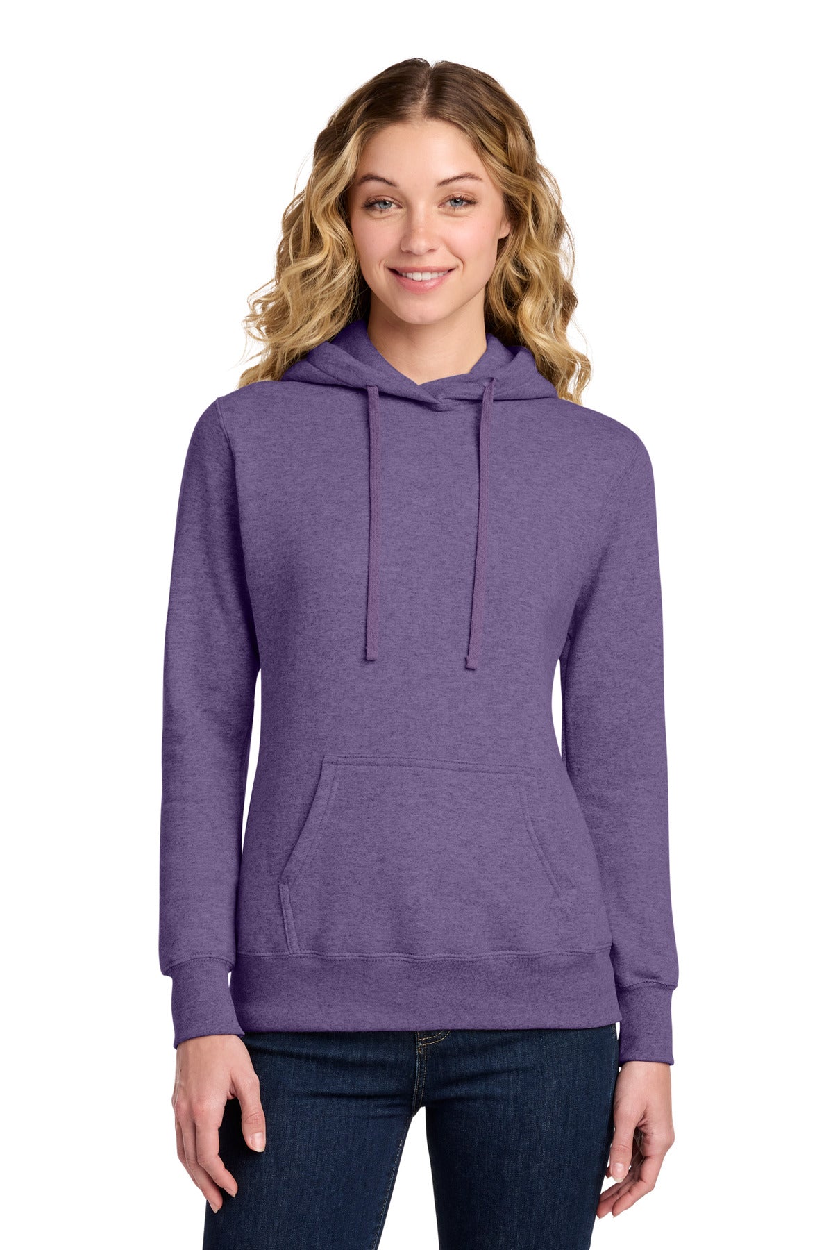 Port & Co Women's Core Fleece Pullover Hooded Sweatshirt LPC78H - Heather Purple