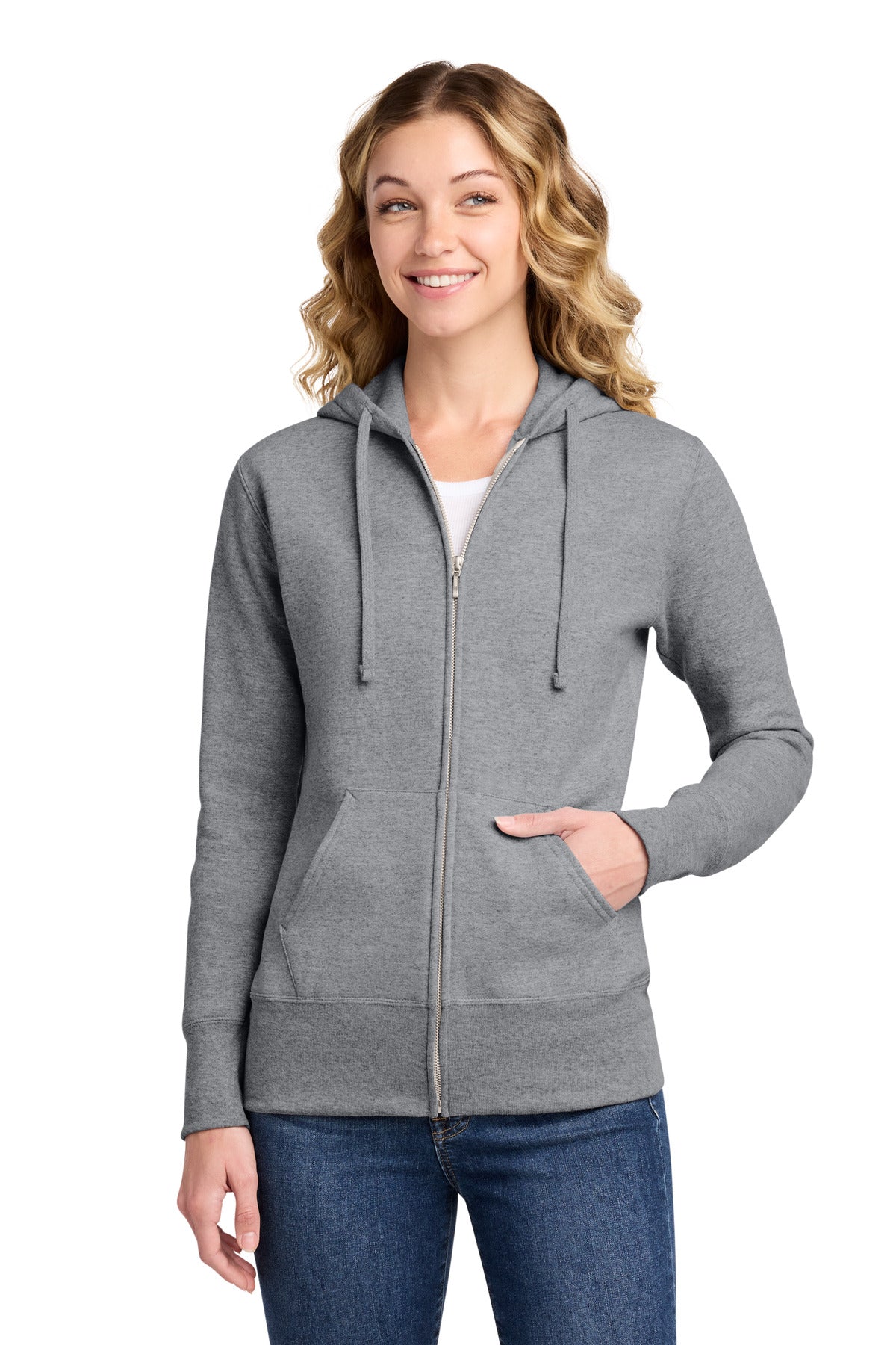 Port & Co Women's Core Fleece Full-Zip Hooded Sweatshirt. LPC78ZH - Athletic Heather