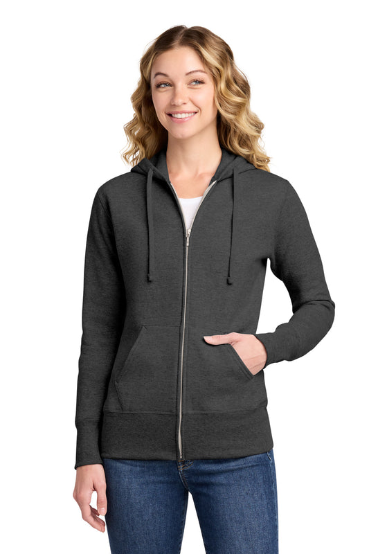 Port & Co Women's Core Fleece Full-Zip Hooded Sweatshirt. LPC78ZH - Dark Heather Grey