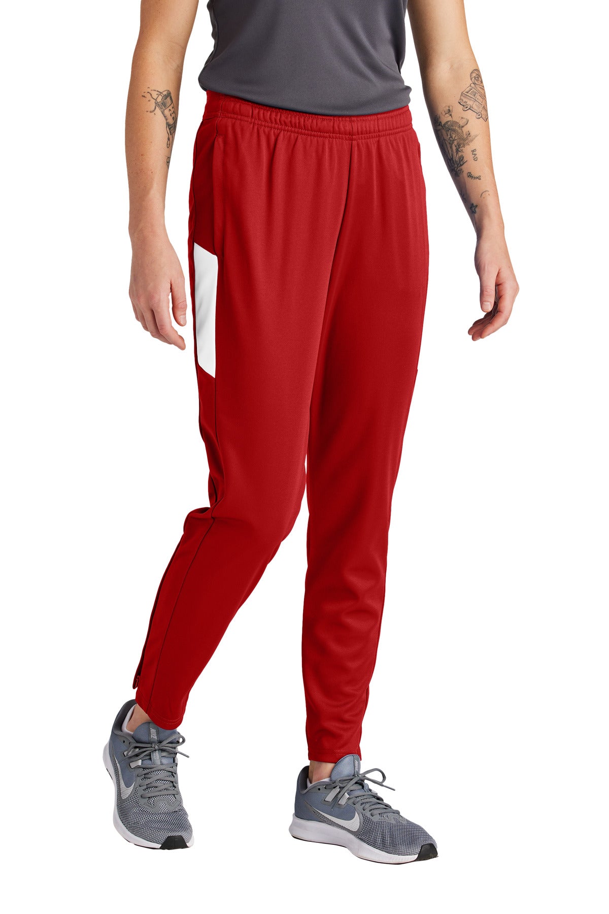 Sport-Tek Women's Travel Pant LPST800 - Deep Red/ White