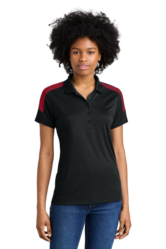 Sport-Tek Women's Competitor United Polo LST104 - Black/ Deep Red