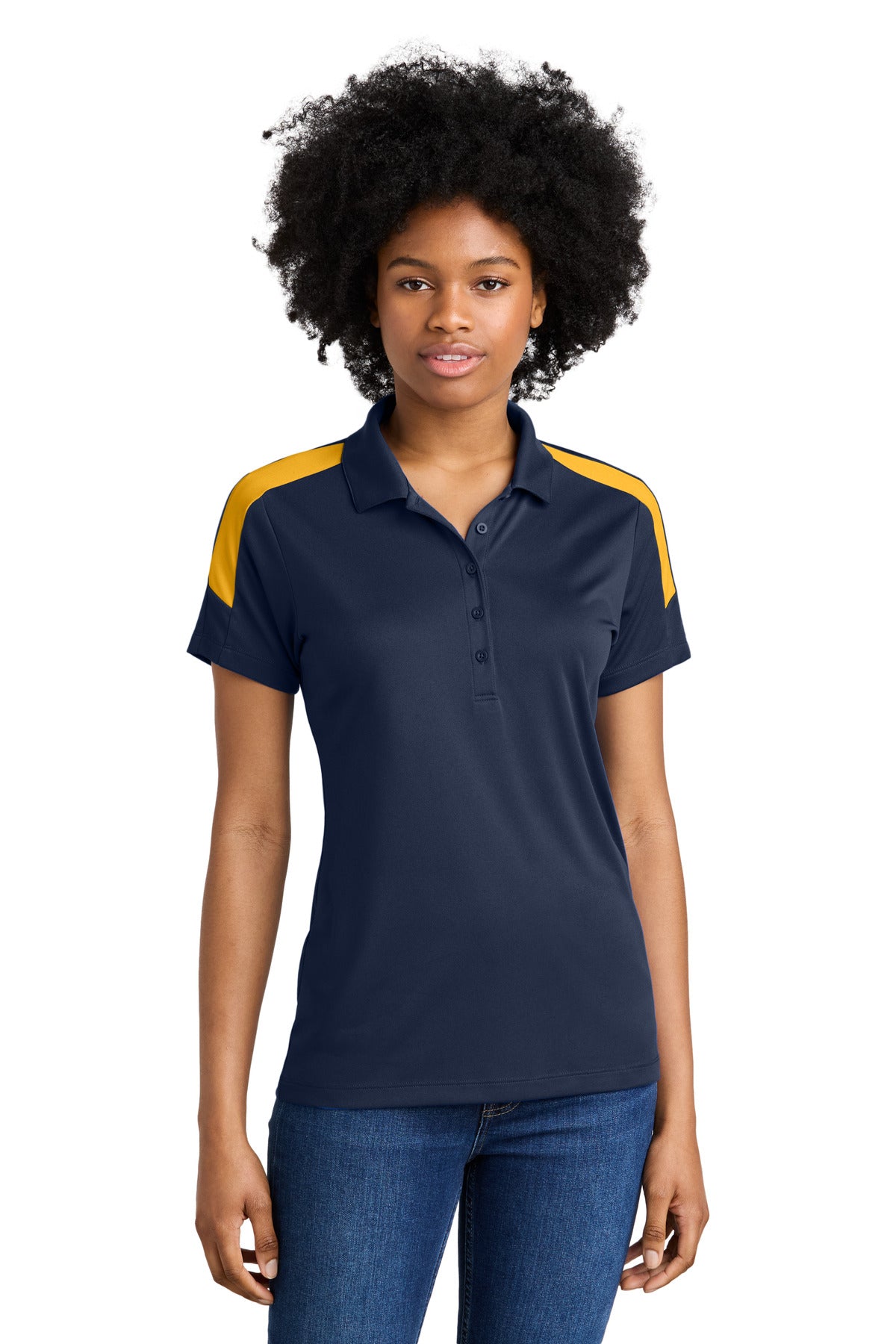 Sport-Tek Women's Competitor United Polo LST104 - True Navy/ Gold