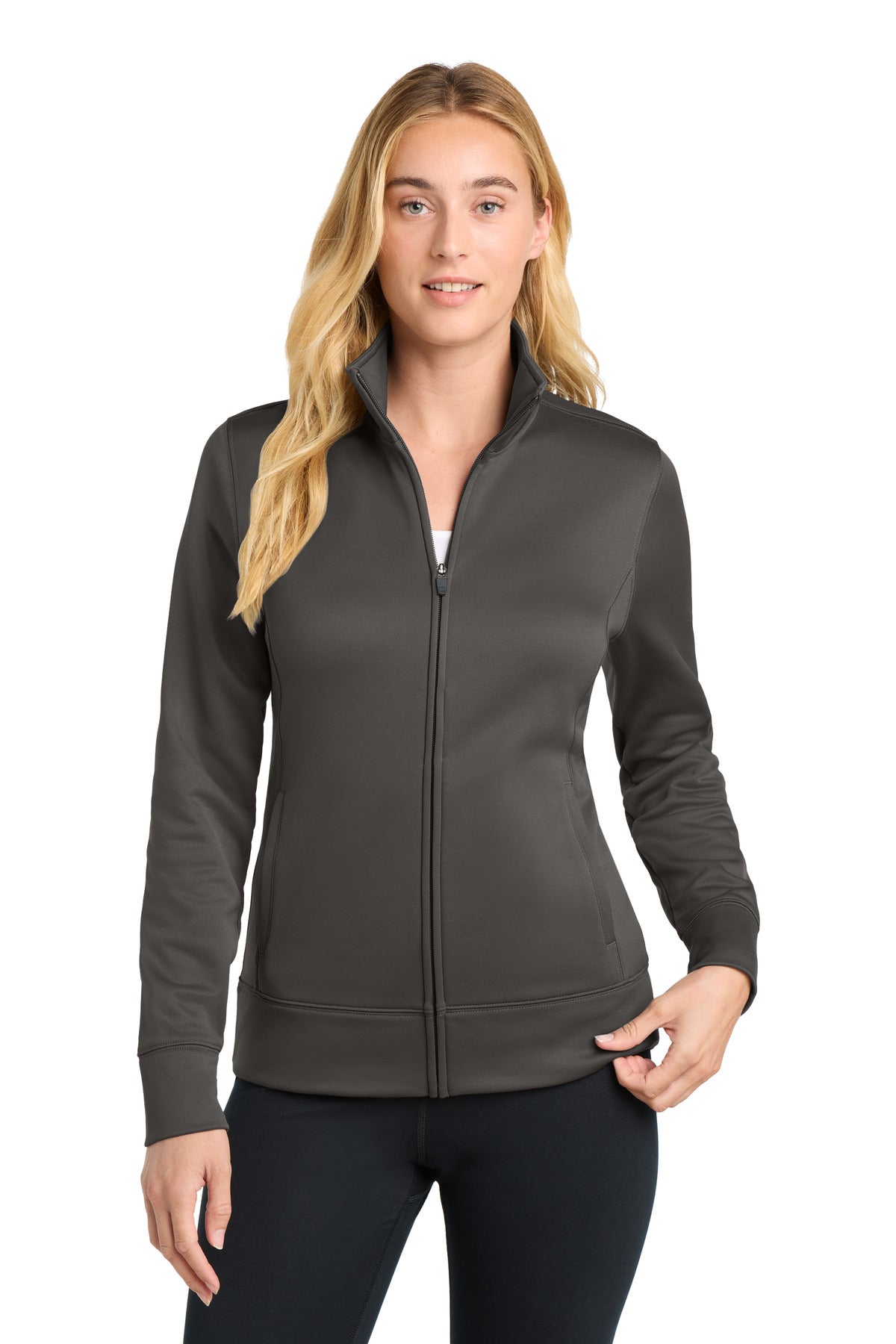 Sport-Tek Women's Sport-Wick Fleece Full-Zip Jacket.  LST241 - Iron Grey