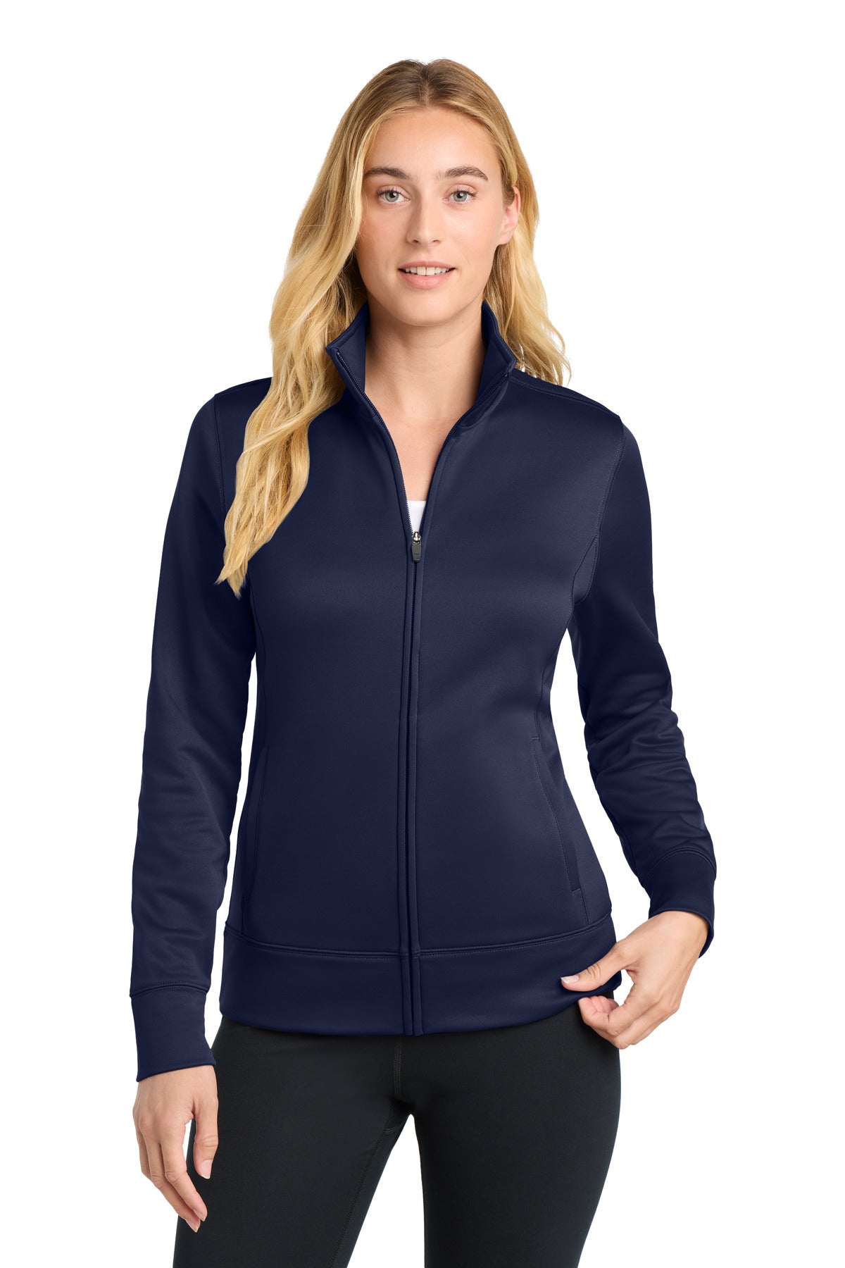 Sport-Tek Women's Sport-Wick Fleece Full-Zip Jacket.  LST241 - Navy