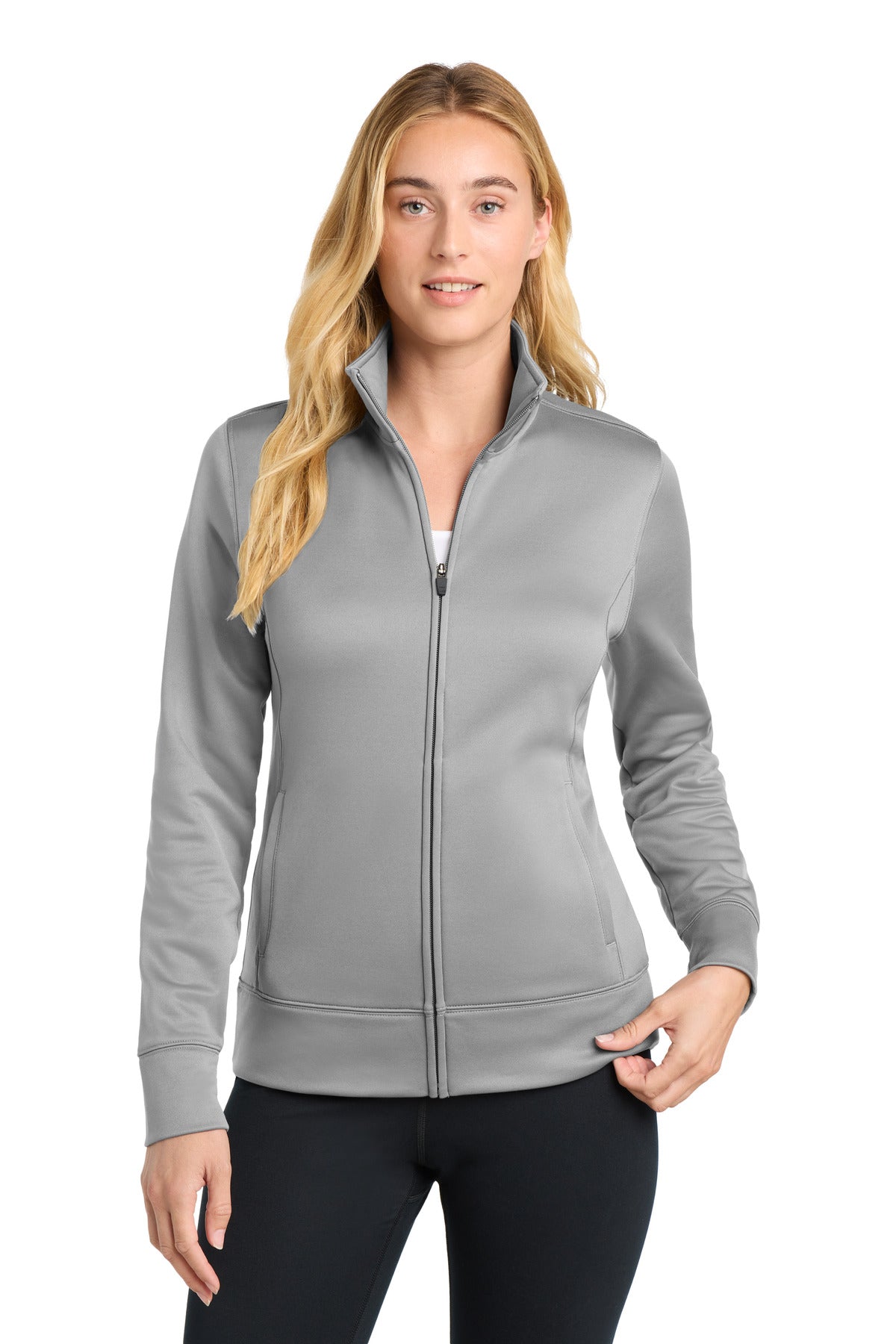 Sport-Tek Women's Sport-Wick Fleece Full-Zip Jacket.  LST241 - Silver