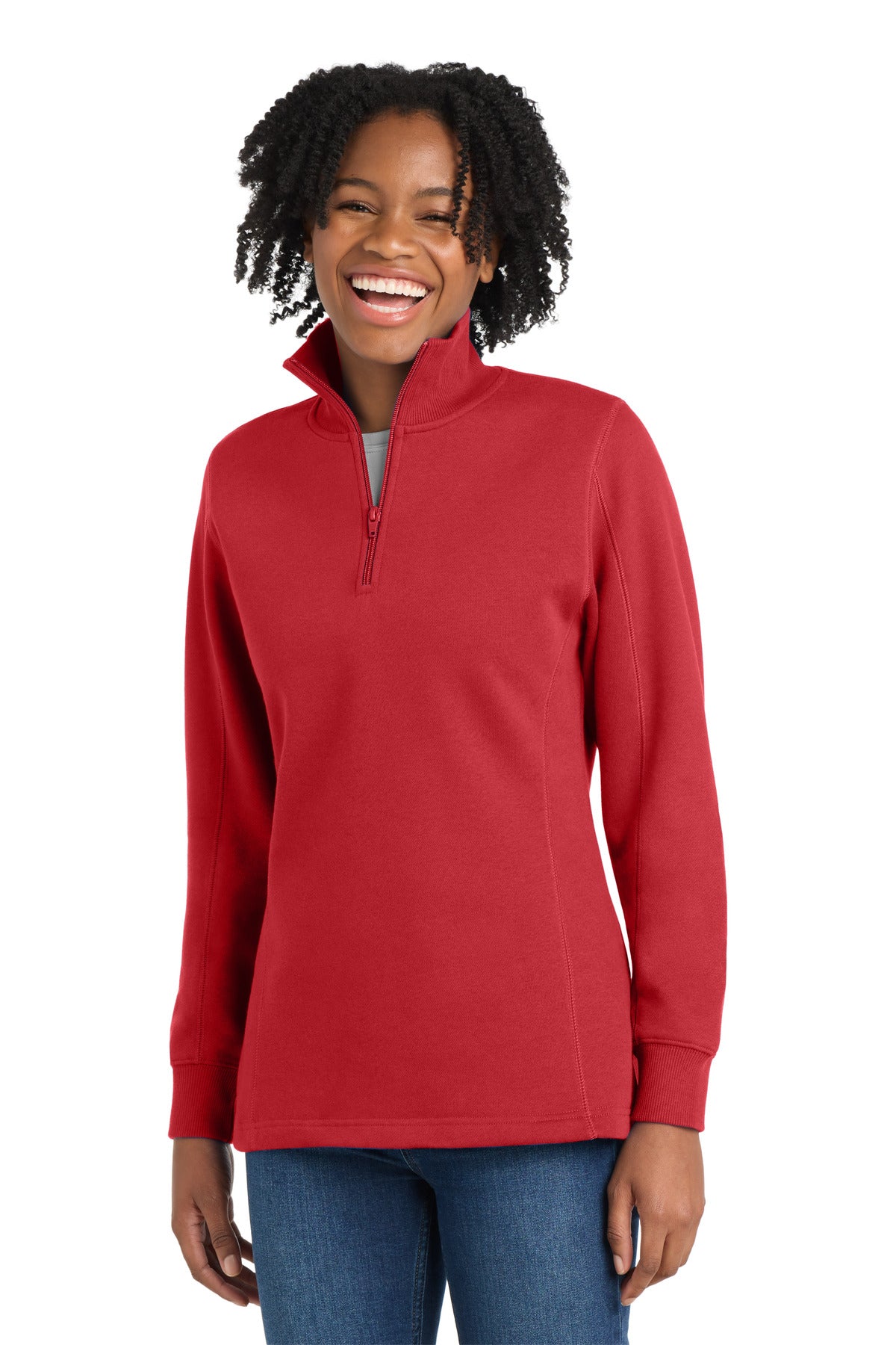 Sport-Tek Women's 1/4-Zip Sweatshirt. LST253 - True Red