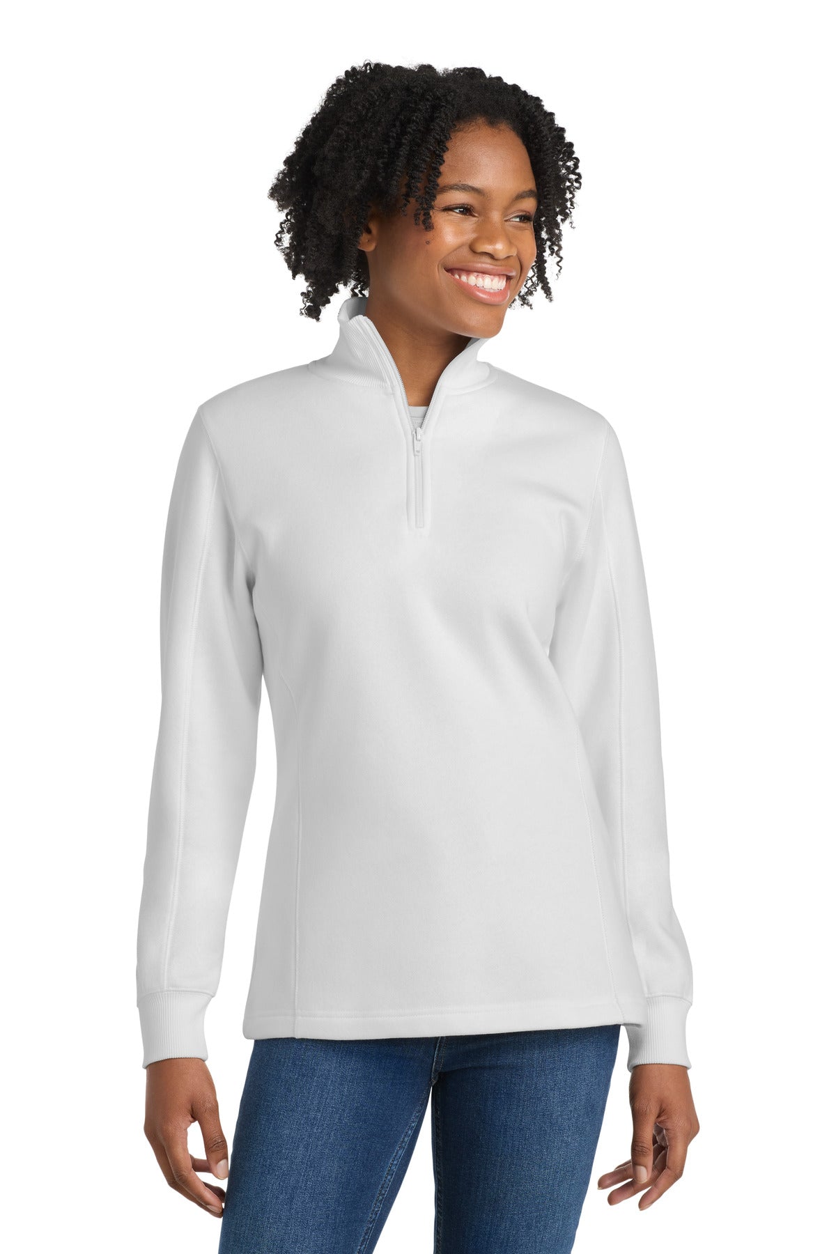 Sport-Tek Women's 1/4-Zip Sweatshirt. LST253 - White