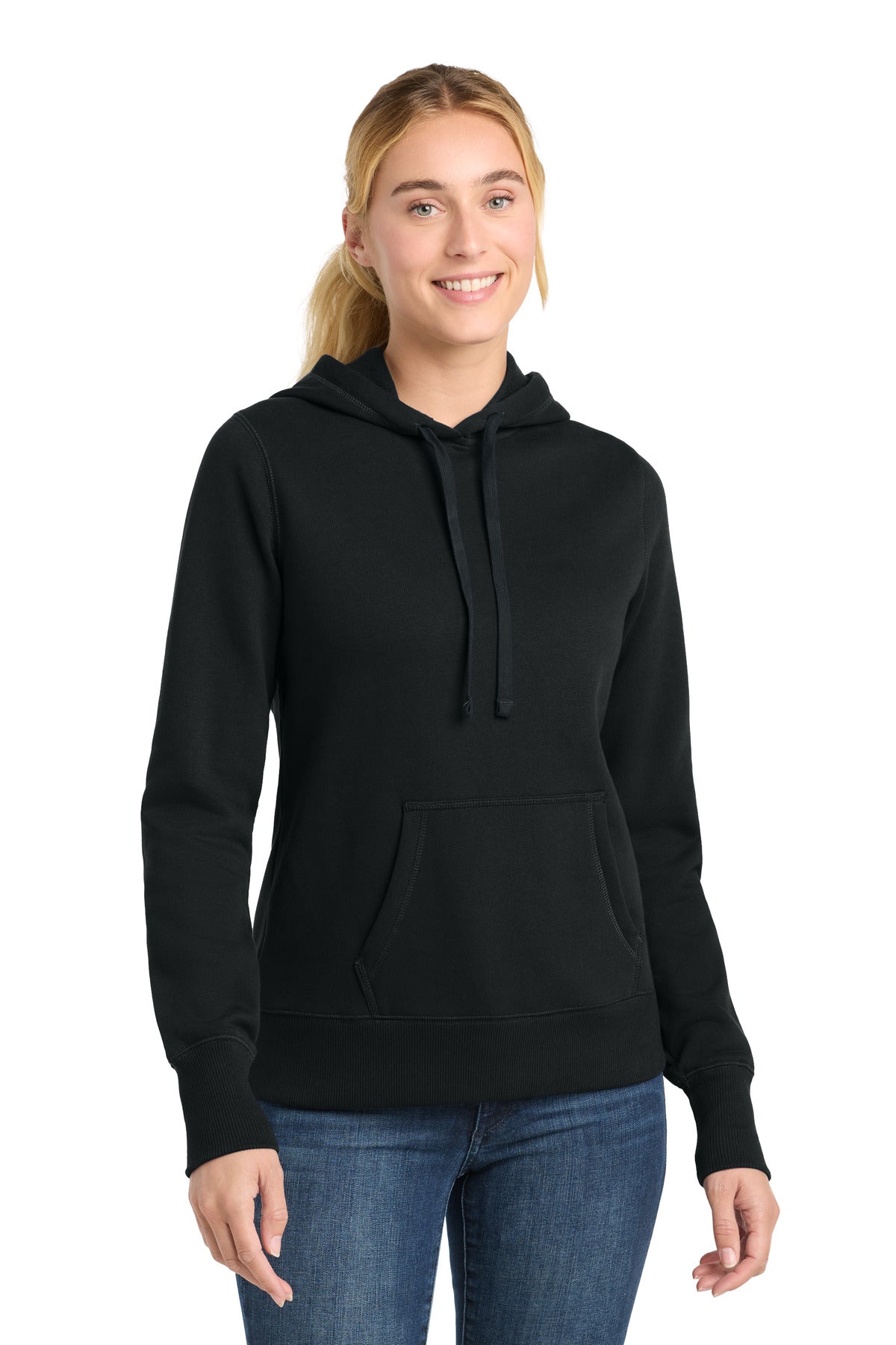 Sport-Tek Women's Pullover Hooded Sweatshirt. LST254 - Black