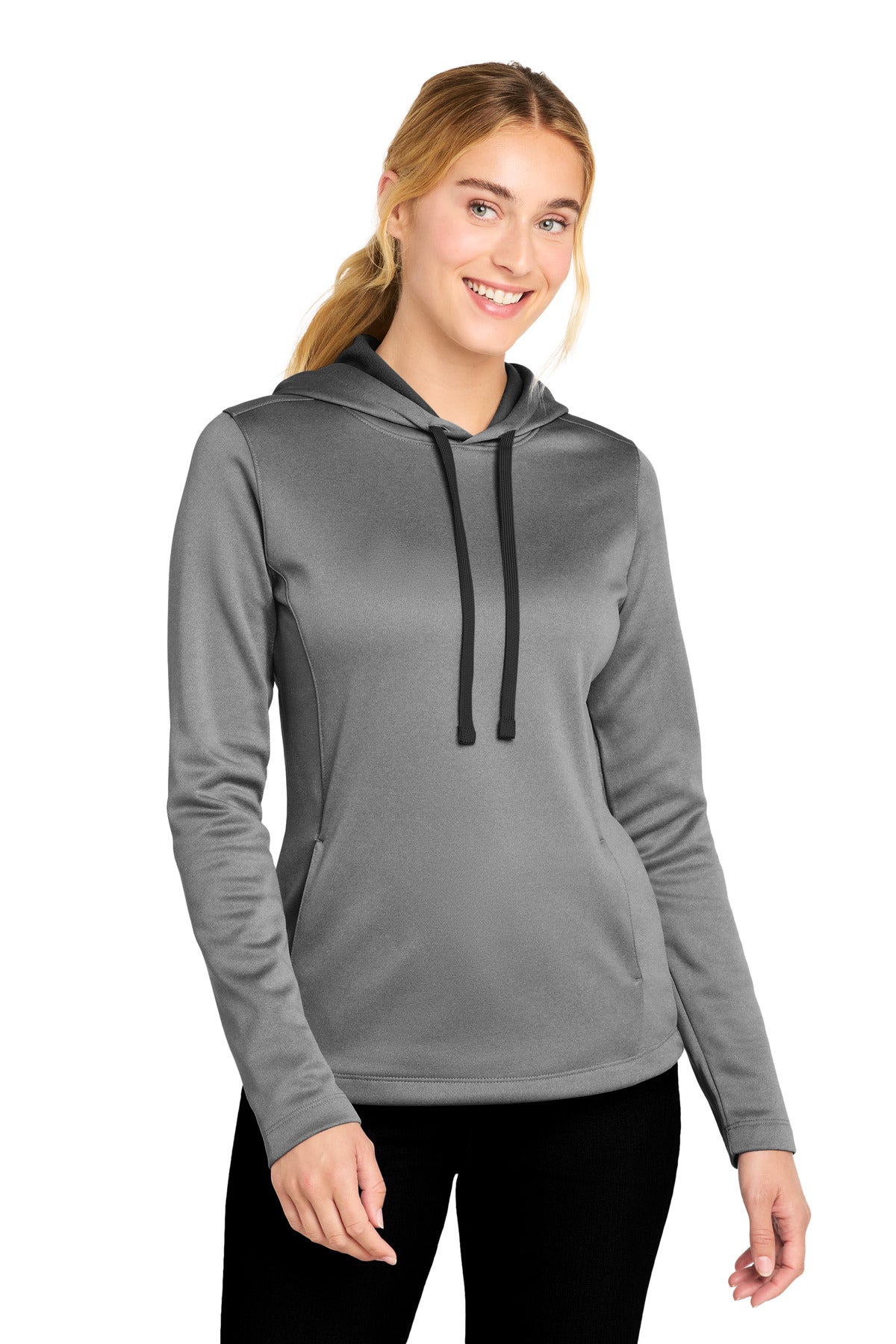 Sport-Tek  Women's PosiCharge  Sport-Wick  Heather Fleece Hooded Pullover. LST264 - Black Heather