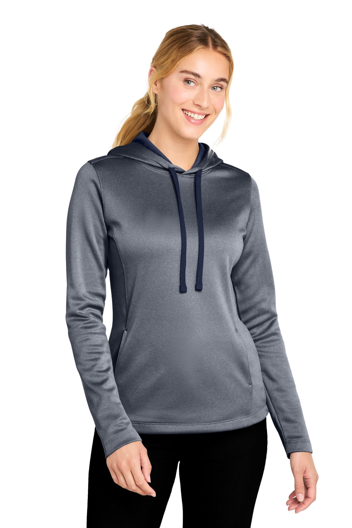 Sport-Tek  Women's PosiCharge  Sport-Wick  Heather Fleece Hooded Pullover. LST264 - True Navy Heather