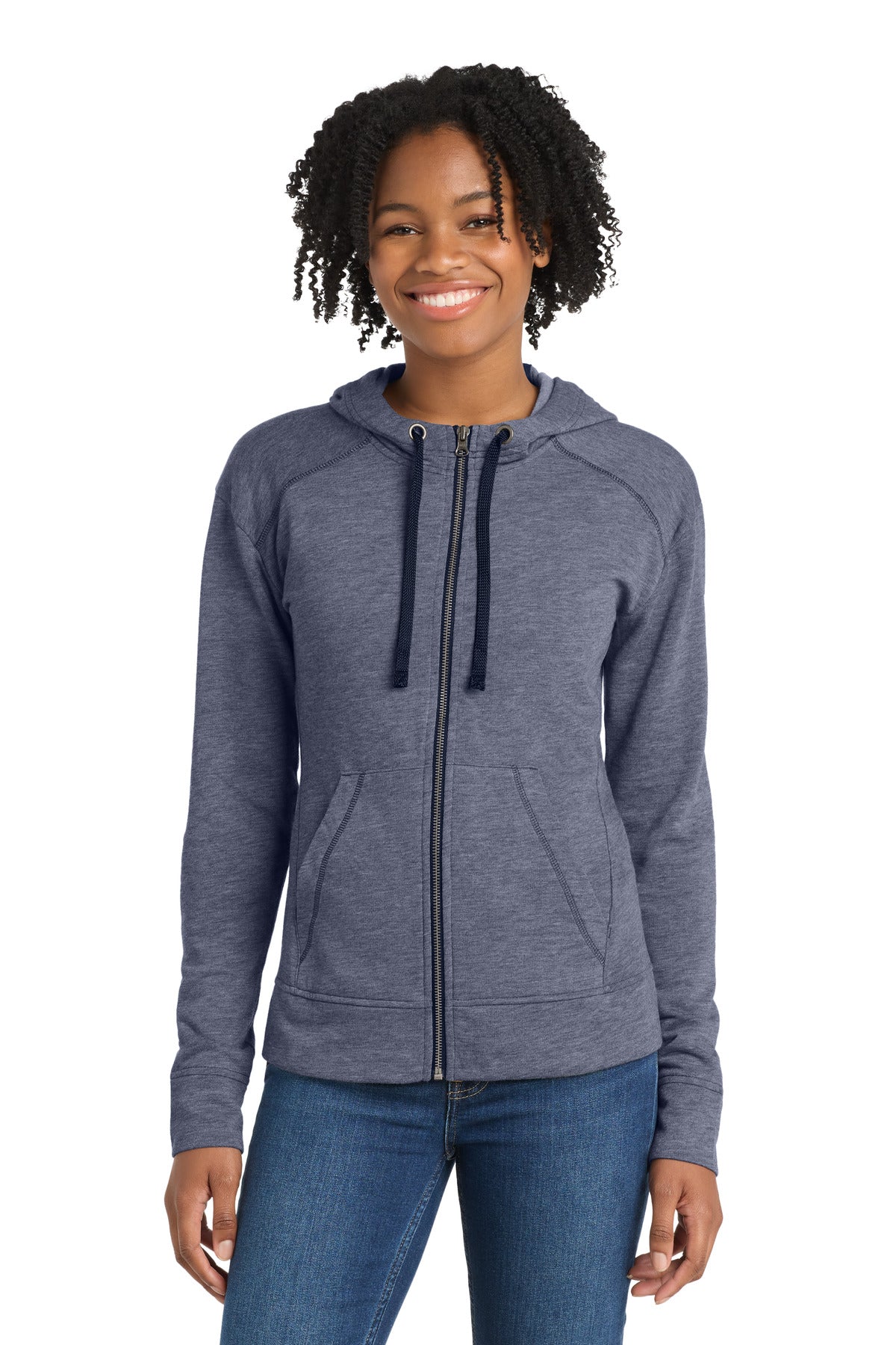 Sport-Tek  Women's PosiCharge  Tri-Blend Wicking Fleece Full-Zip Hooded Jacket LST293 - True Navy Heather