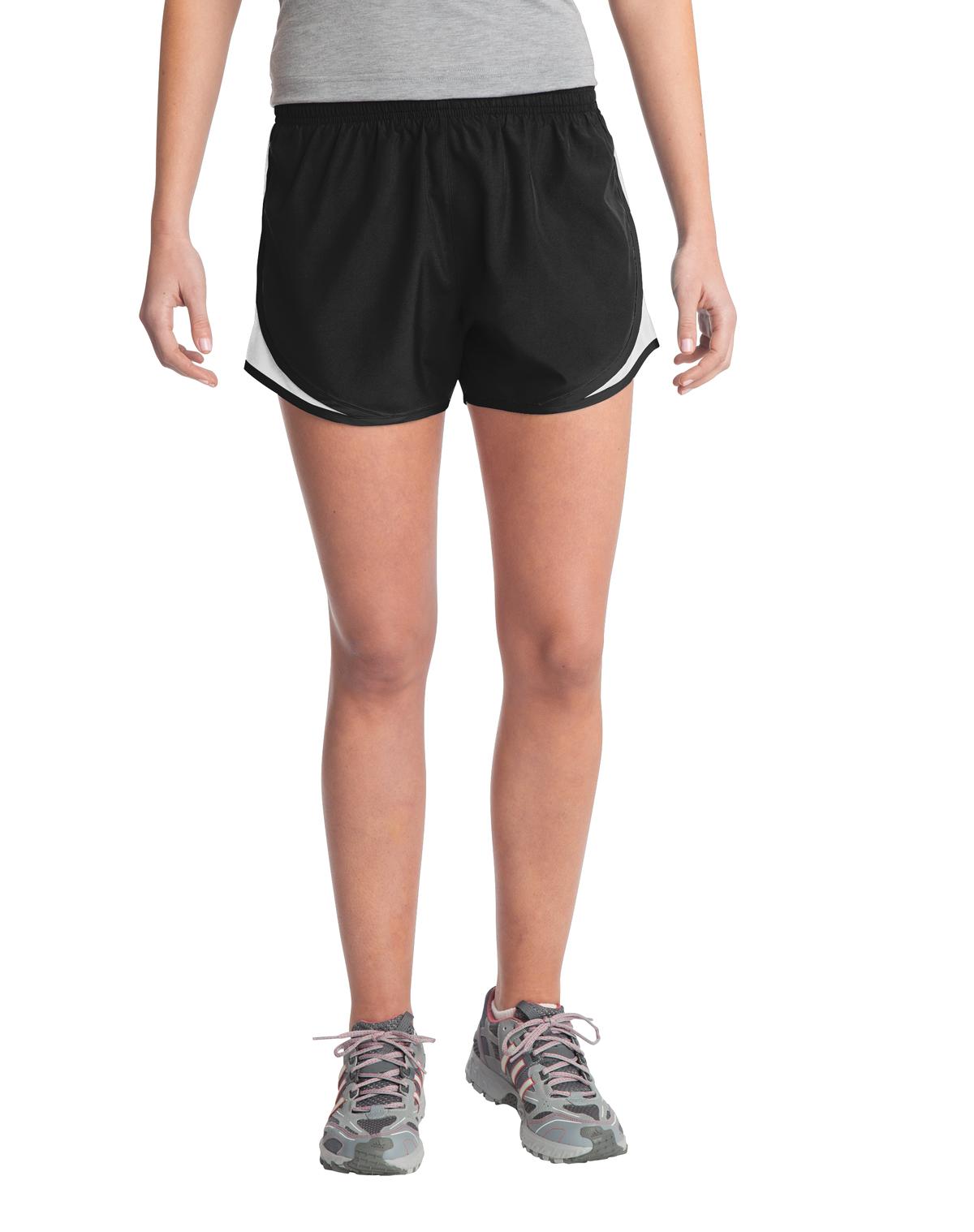 Sport-Tek Women's Cadence Short. LST304 - Black/ White/ Black