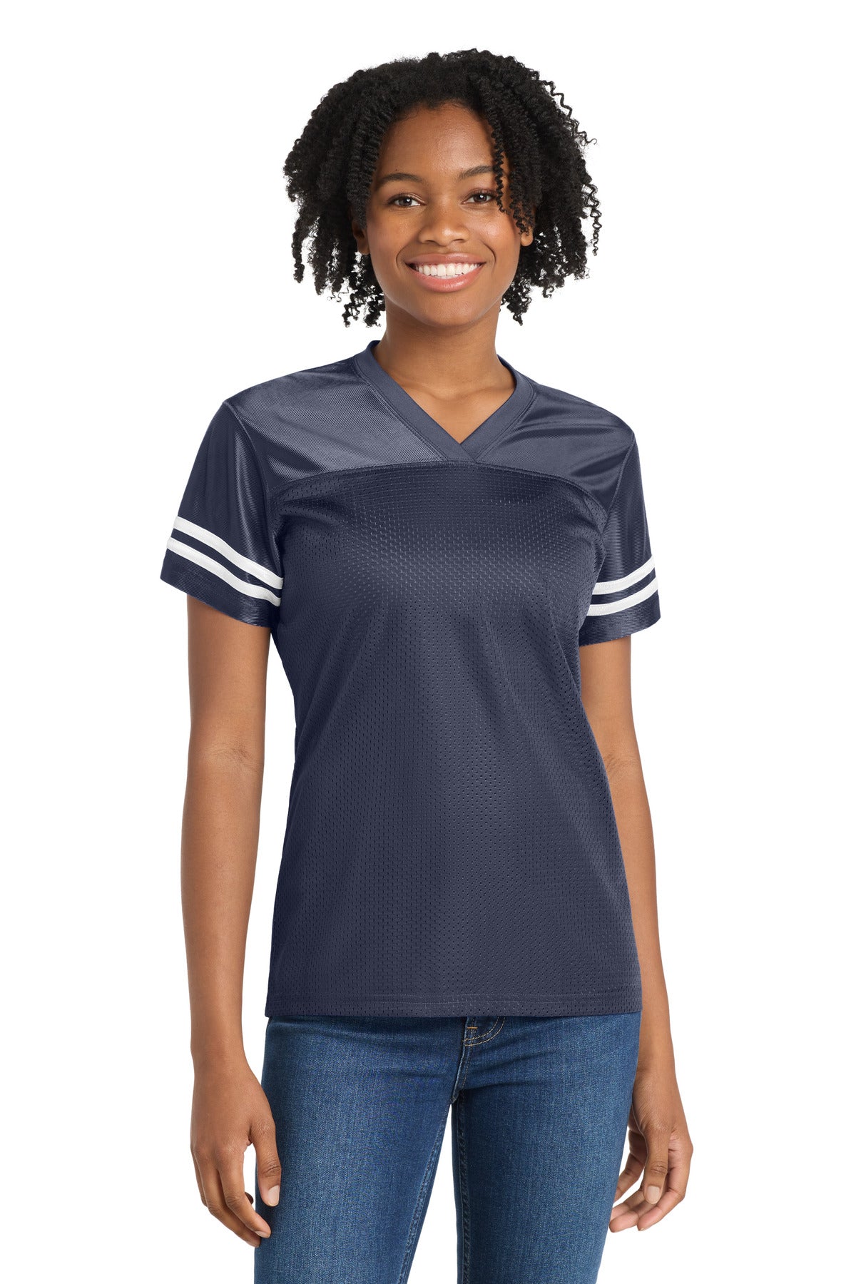 Sport-Tek Women's PosiCharge Replica Jersey. LST307 - True Navy/ White