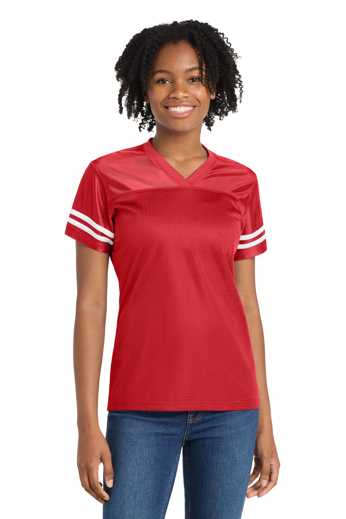 Sport-Tek Women's PosiCharge Replica Jersey. LST307 - True Red/ White