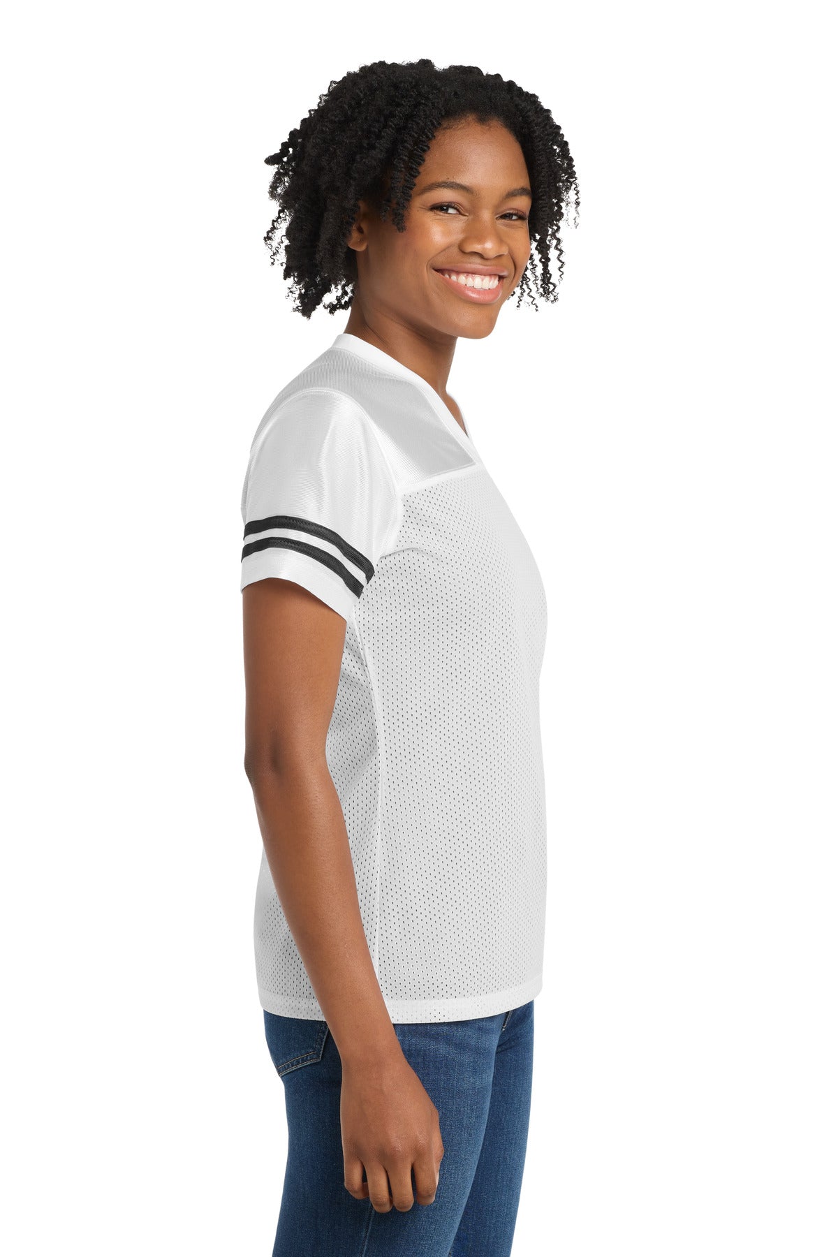 Sport-Tek Women's PosiCharge Replica Jersey. LST307 - White/ Black