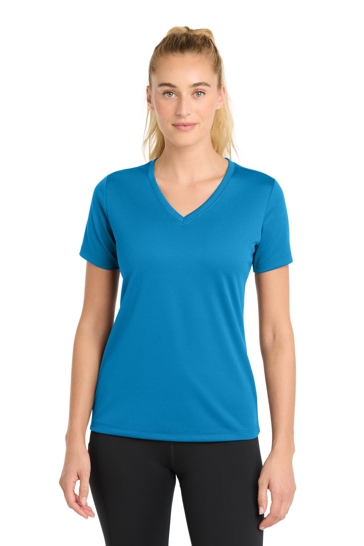Sport-Tek Women's PosiCharge RacerMesh V-Neck Tee. LST340 - Pond Blue