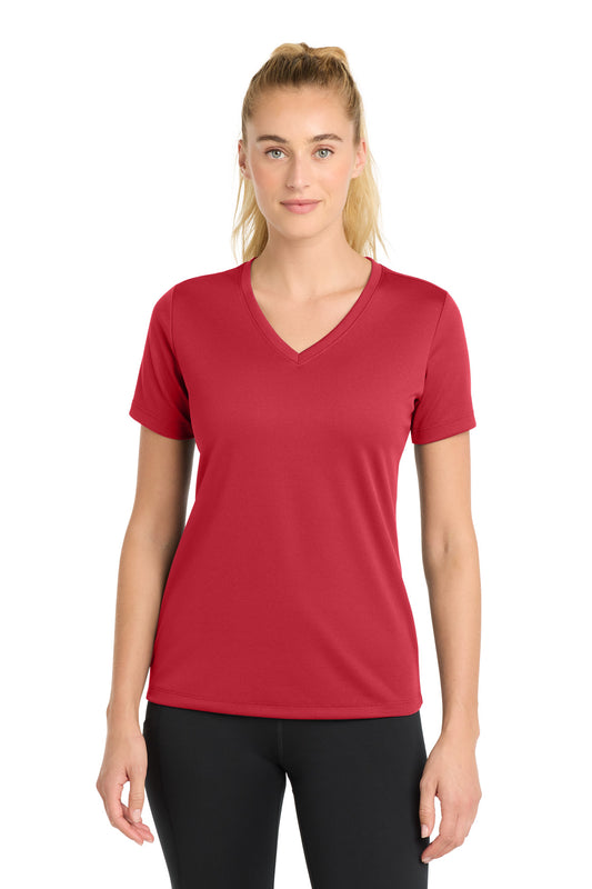 Sport-Tek Women's PosiCharge RacerMesh V-Neck Tee. LST340 - True Red