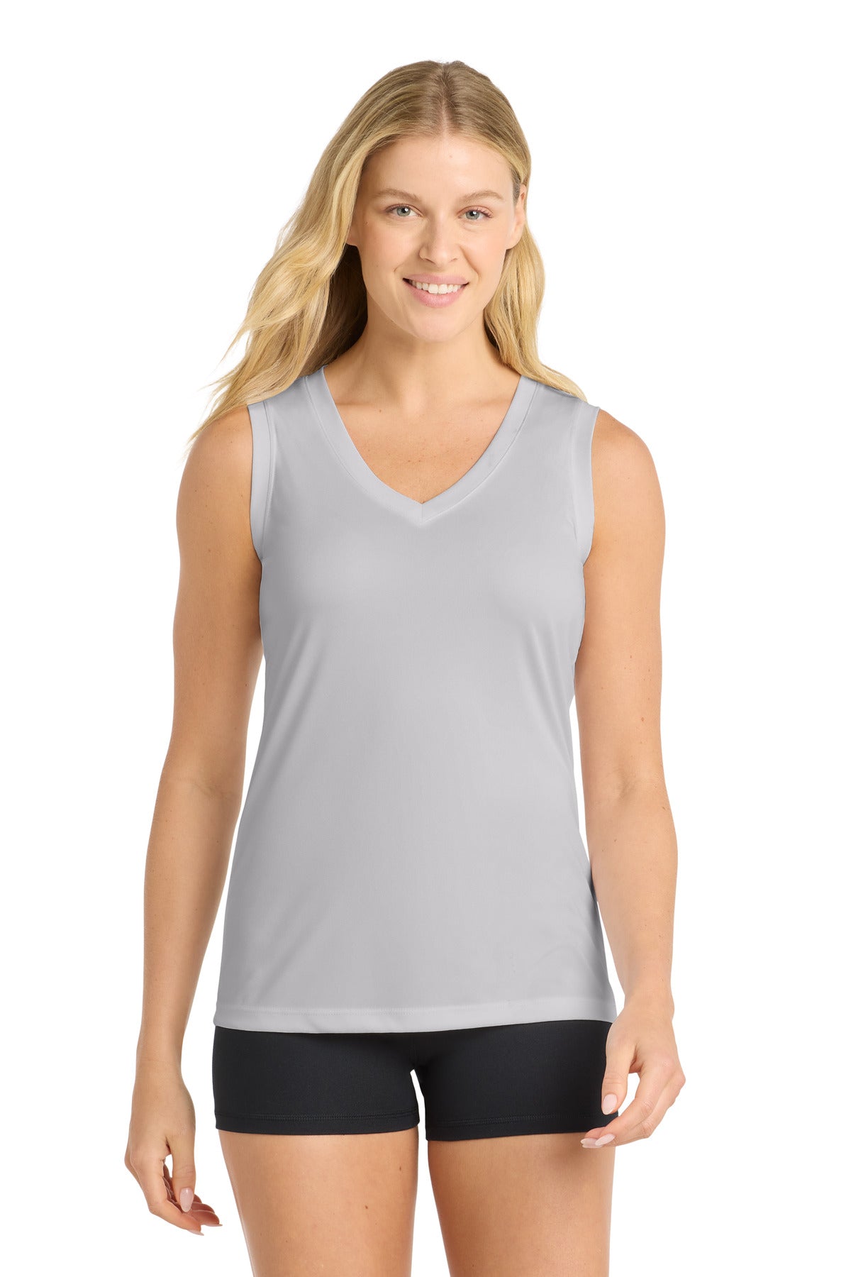 Sport-Tek Women's Sleeveless PosiCharge Competitor V-Neck Tee. LST352 - Silver