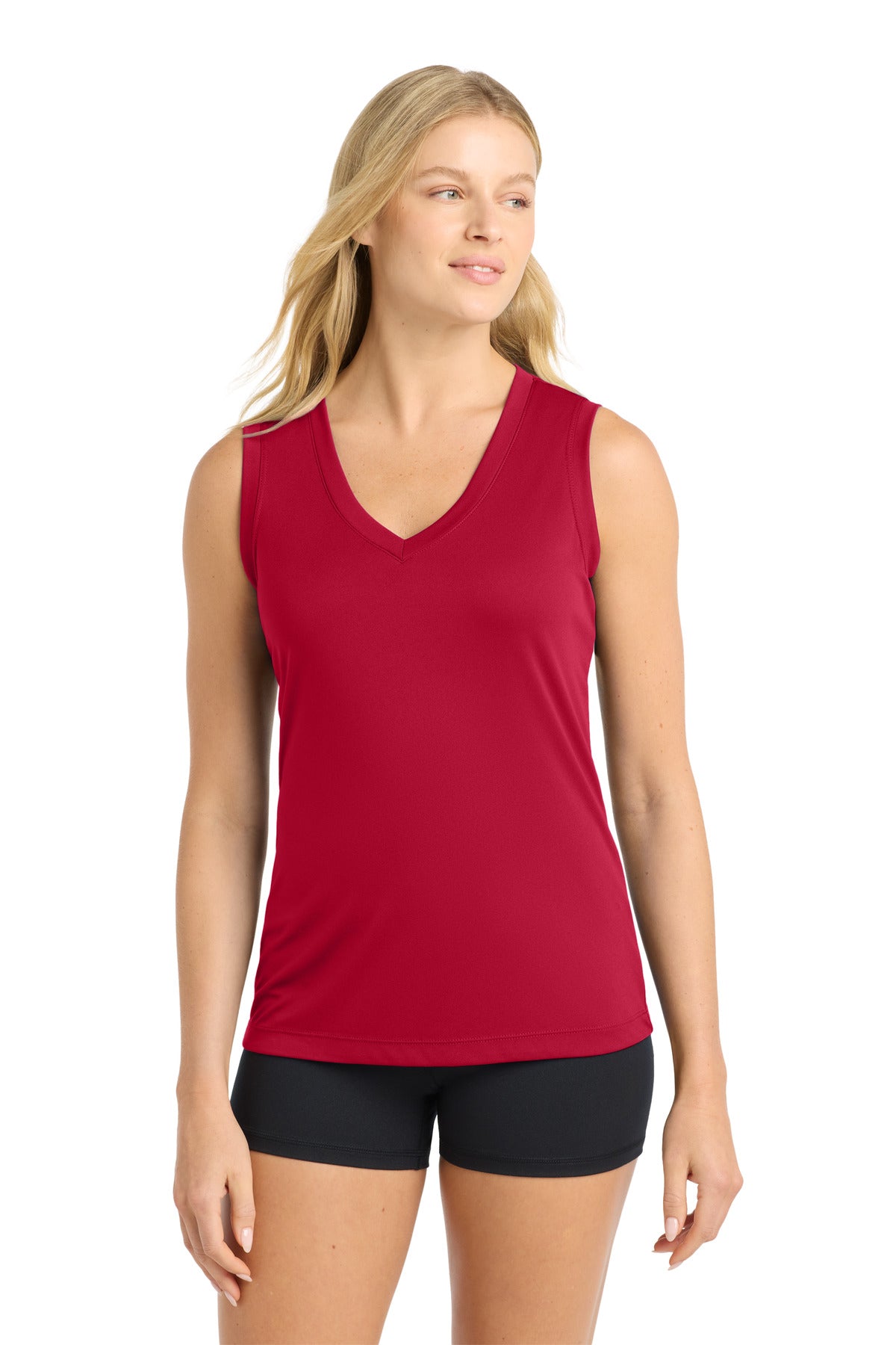 Sport-Tek Women's Sleeveless PosiCharge Competitor V-Neck Tee. LST352 - True Red