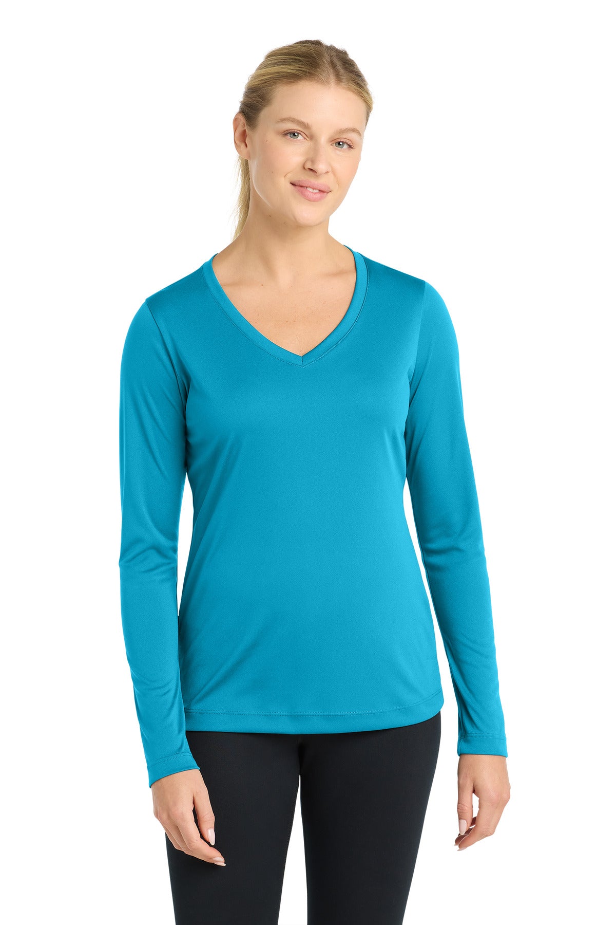 Sport-Tek Women's Long Sleeve PosiCharge Competitor V-Neck Tee. LST353LS - Atomic Blue