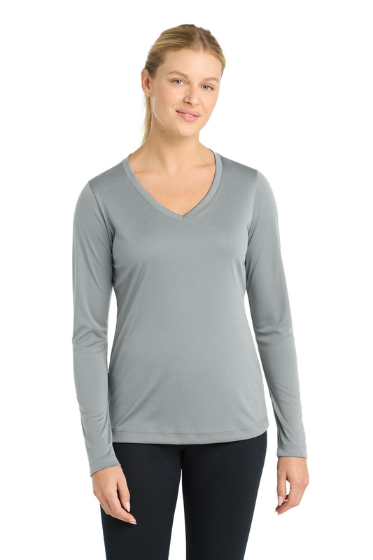 Sport-Tek Women's Long Sleeve PosiCharge Competitor V-Neck Tee. LST353LS - Silver