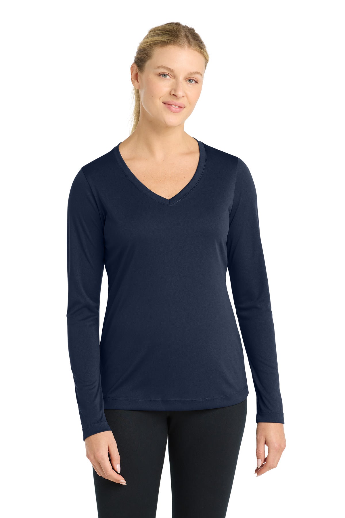 Sport-Tek Women's Long Sleeve PosiCharge Competitor V-Neck Tee. LST353LS - True Navy