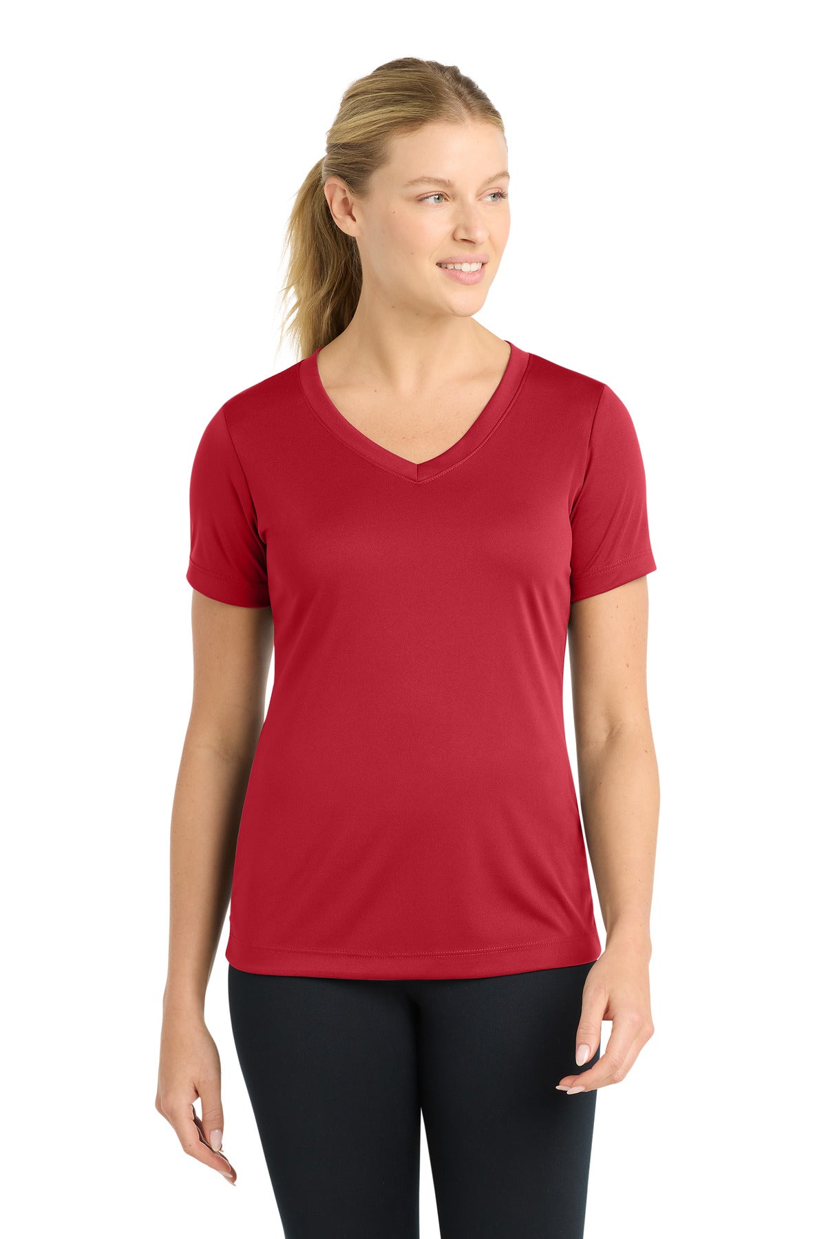 Sport-Tek Women's PosiCharge Competitor V-Neck Tee. LST353 - Deep Red