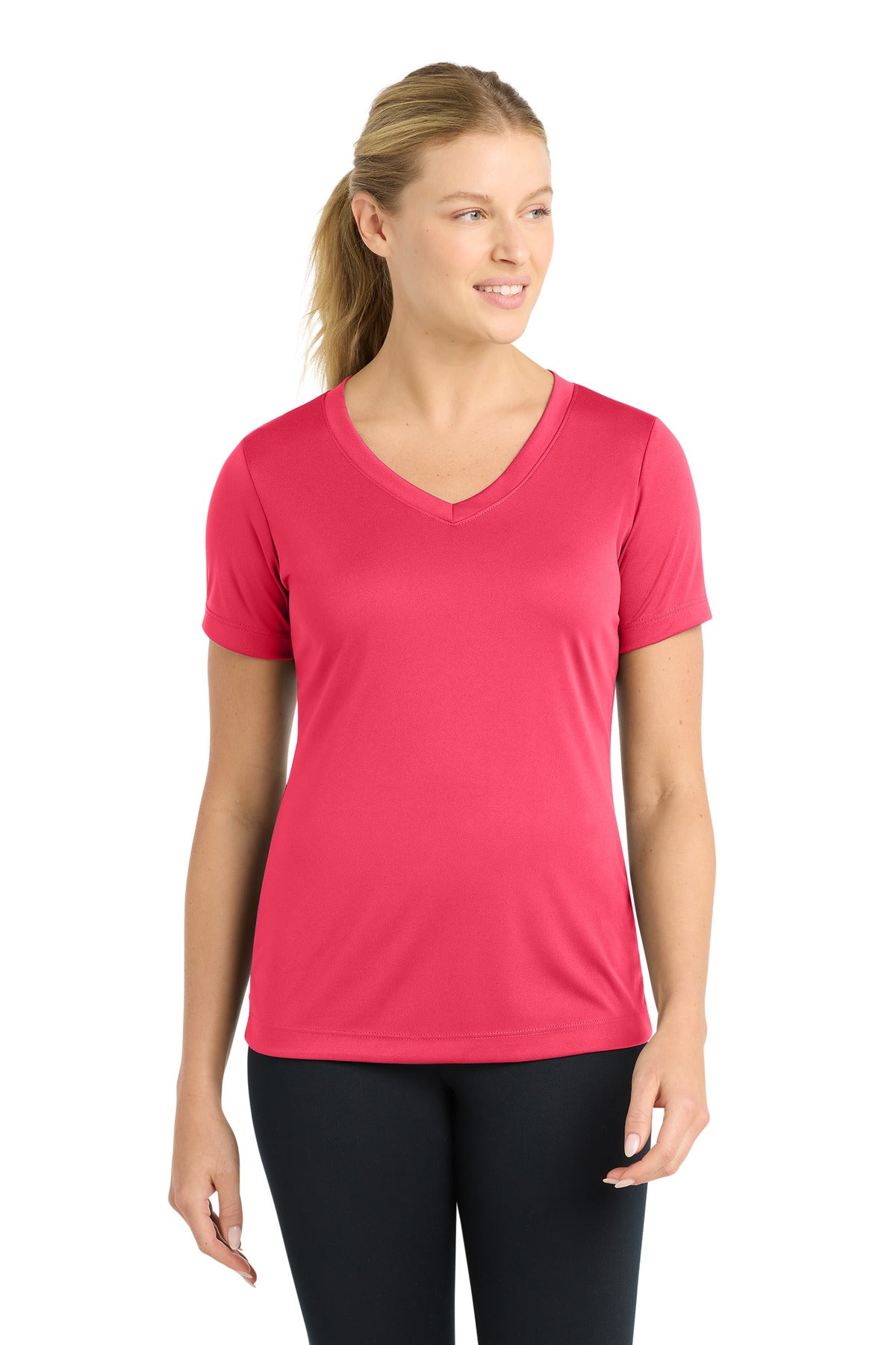 Sport-Tek Women's PosiCharge Competitor V-Neck Tee. LST353 - Hot Coral