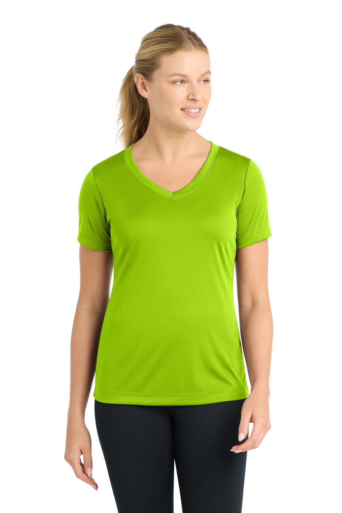 Sport-Tek Women's PosiCharge Competitor V-Neck Tee. LST353 - Lime Shock