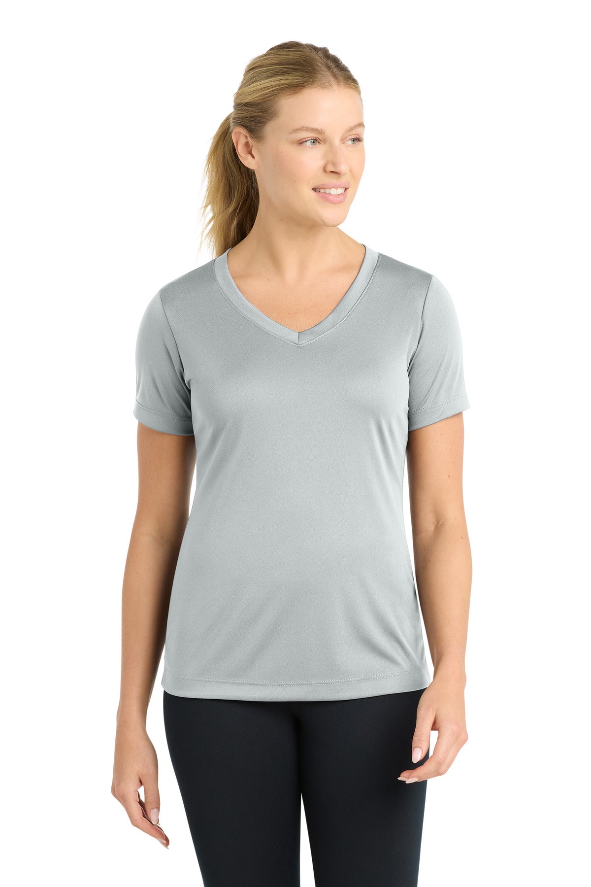 Sport-Tek Women's PosiCharge Competitor V-Neck Tee. LST353 - Silver
