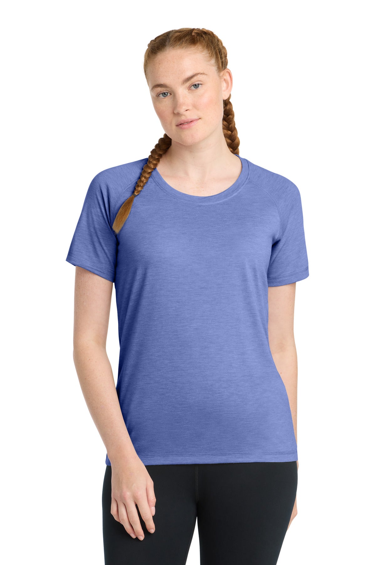 Sport-Tek  Women's PosiCharge  Tri-Blend Wicking Scoop Neck Raglan Tee. LST400 - True Royal Heather