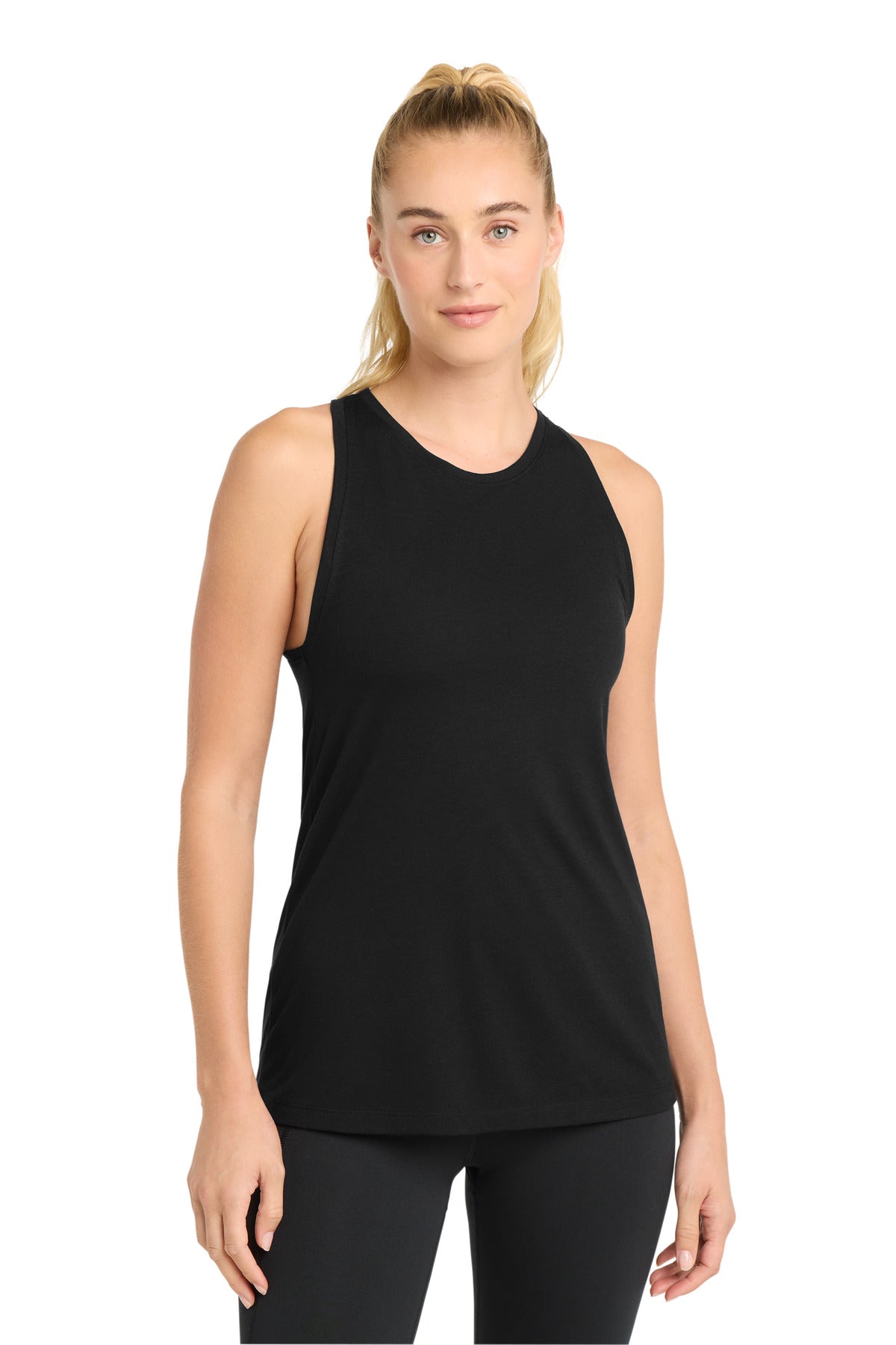 Sport-Tek  Women's PosiCharge  Tri-Blend Wicking Tank. LST402 - Black Triad Solid
