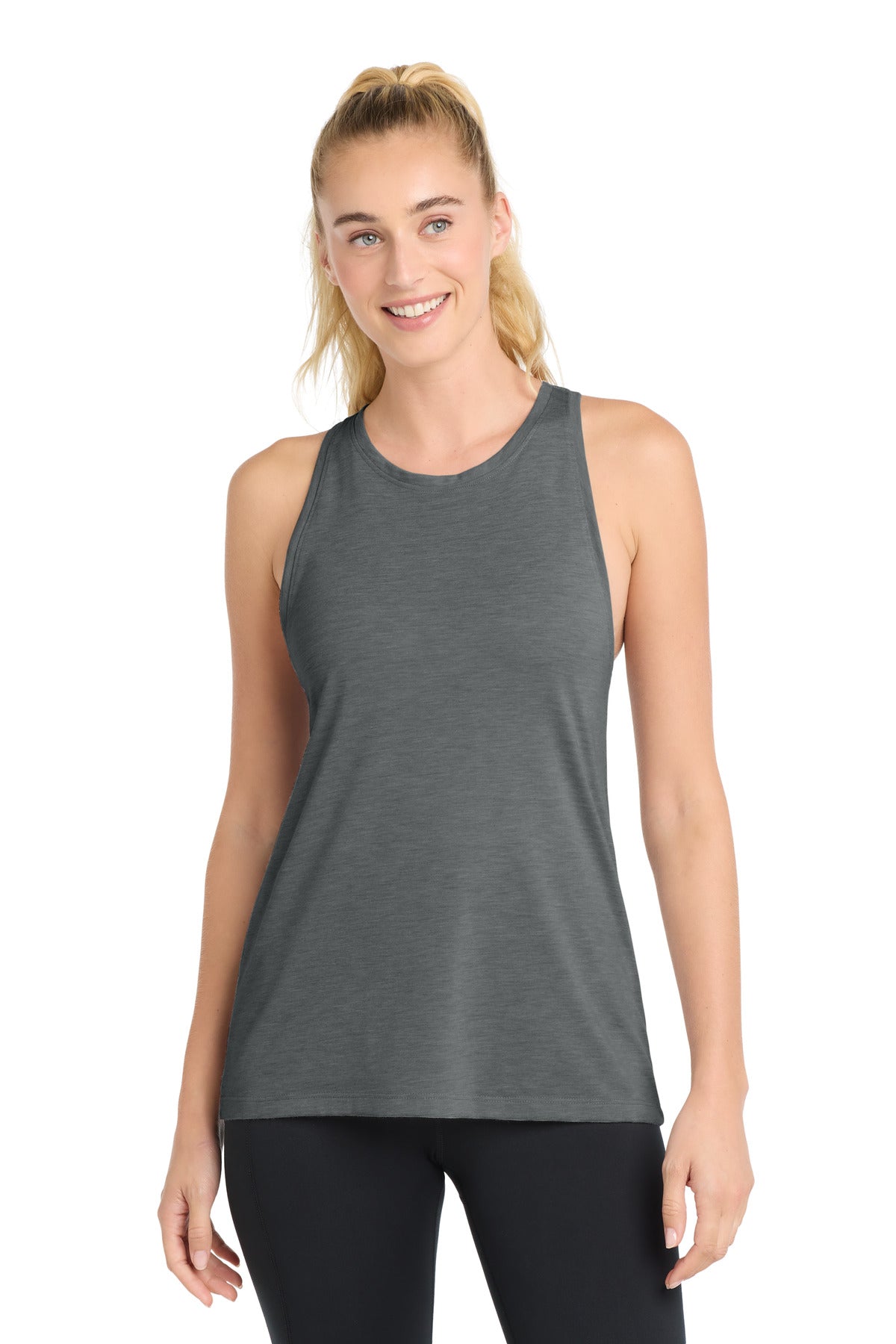 Sport-Tek  Women's PosiCharge  Tri-Blend Wicking Tank. LST402 - Dark Grey Heather
