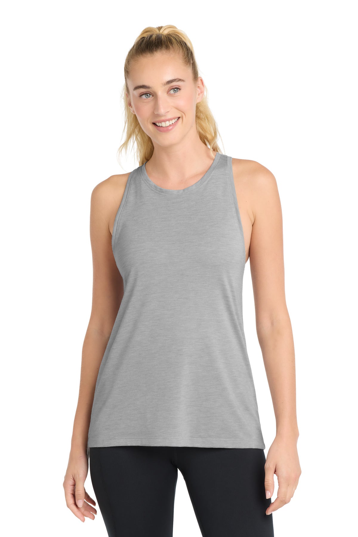 Sport-Tek  Women's PosiCharge  Tri-Blend Wicking Tank. LST402 - Light Grey Heather