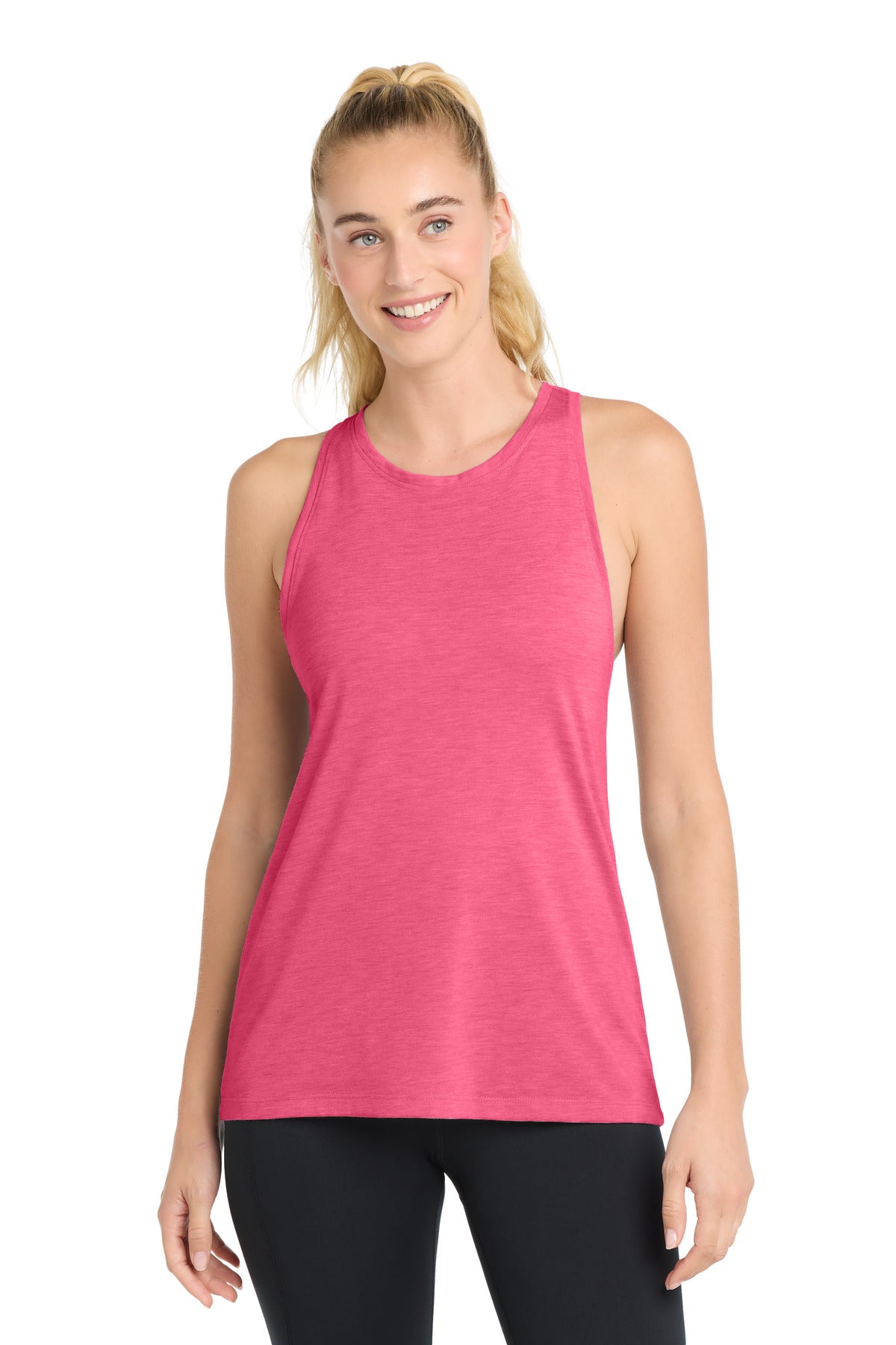 Sport-Tek  Women's PosiCharge  Tri-Blend Wicking Tank. LST402 - Pink Raspberry Heather