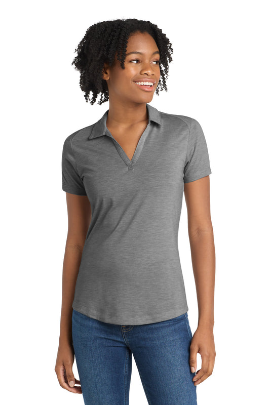 Sport-Tek  Women's PosiCharge  Tri-Blend Wicking Polo. LST405 - Dark Grey Heather