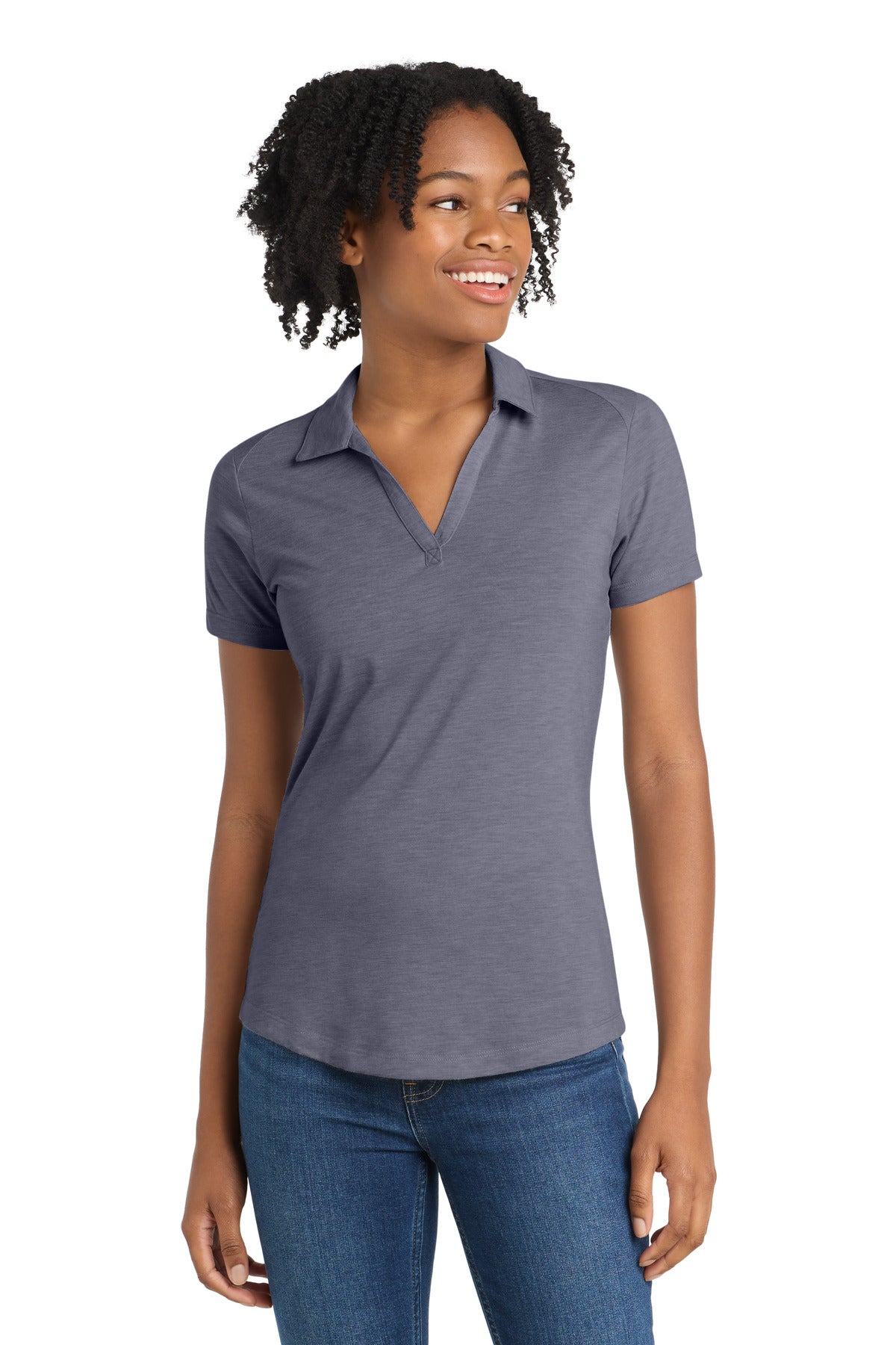 Sport-Tek  Women's PosiCharge  Tri-Blend Wicking Polo. LST405 - True Navy Heather