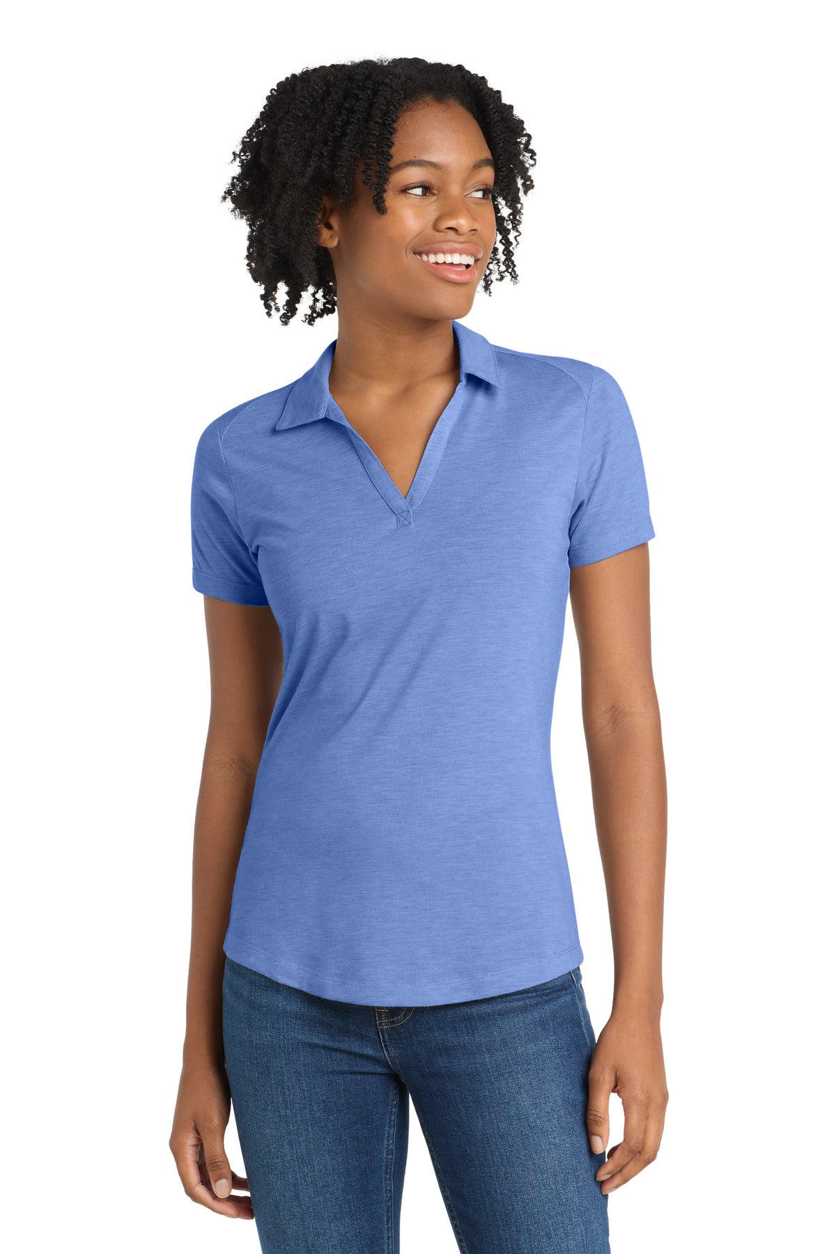 Sport-Tek  Women's PosiCharge  Tri-Blend Wicking Polo. LST405 - True Royal Heather