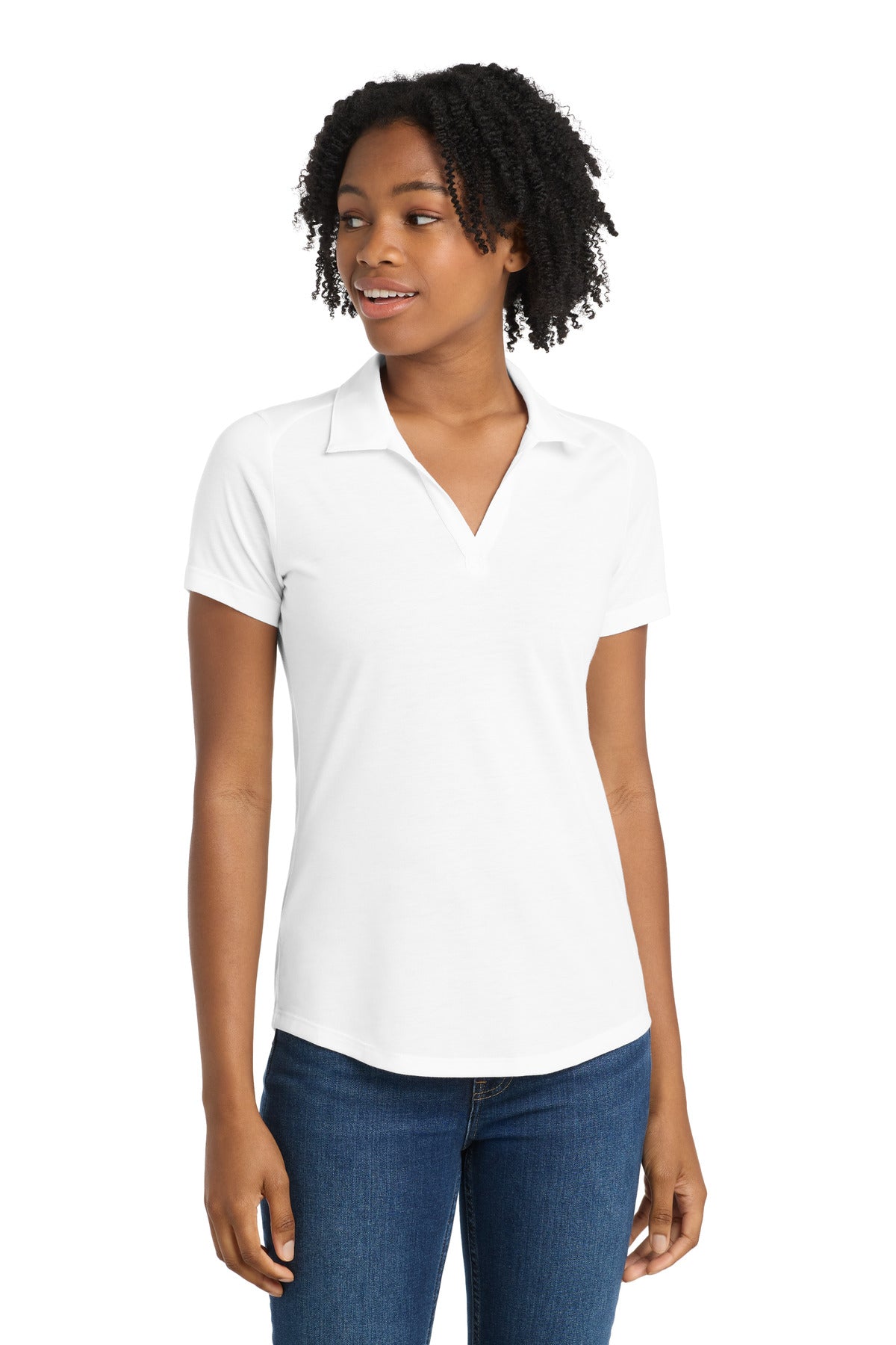 Sport-Tek  Women's PosiCharge  Tri-Blend Wicking Polo. LST405 - White Triad Solid