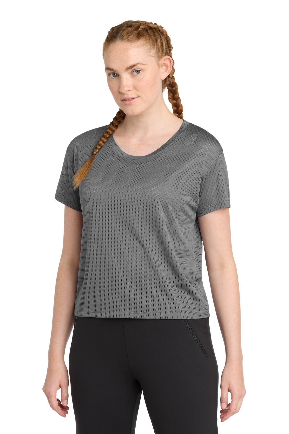 Sport-Tek  Women's PosiCharge  Draft Crop Tee. LST411 - Dark Grey
