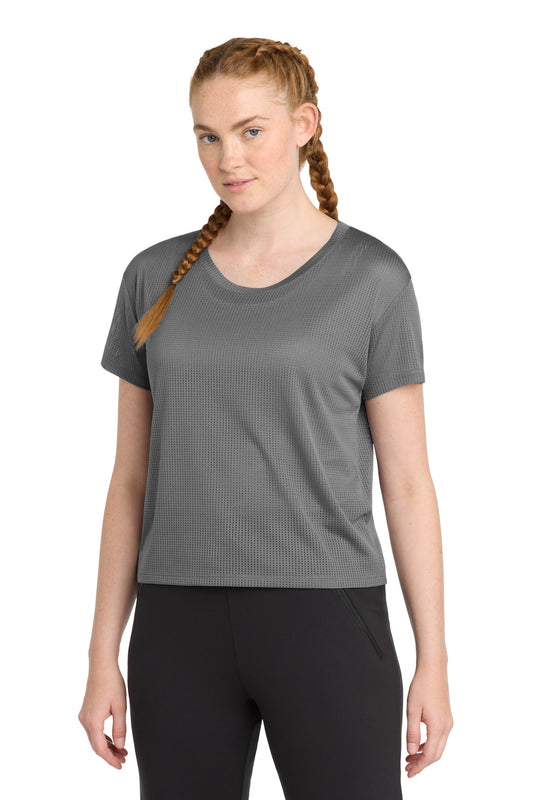 Sport-Tek  Women's PosiCharge  Draft Crop Tee. LST411 - Dark Grey