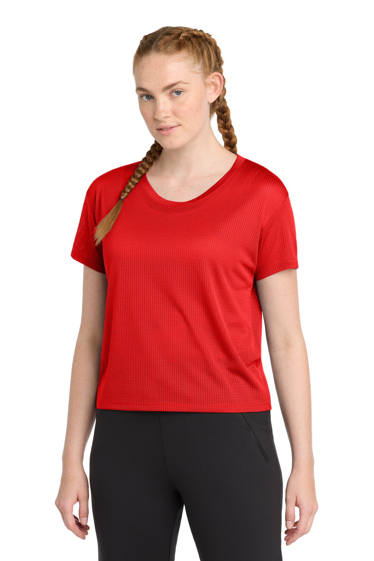 Sport-Tek  Women's PosiCharge  Draft Crop Tee. LST411 - True Red