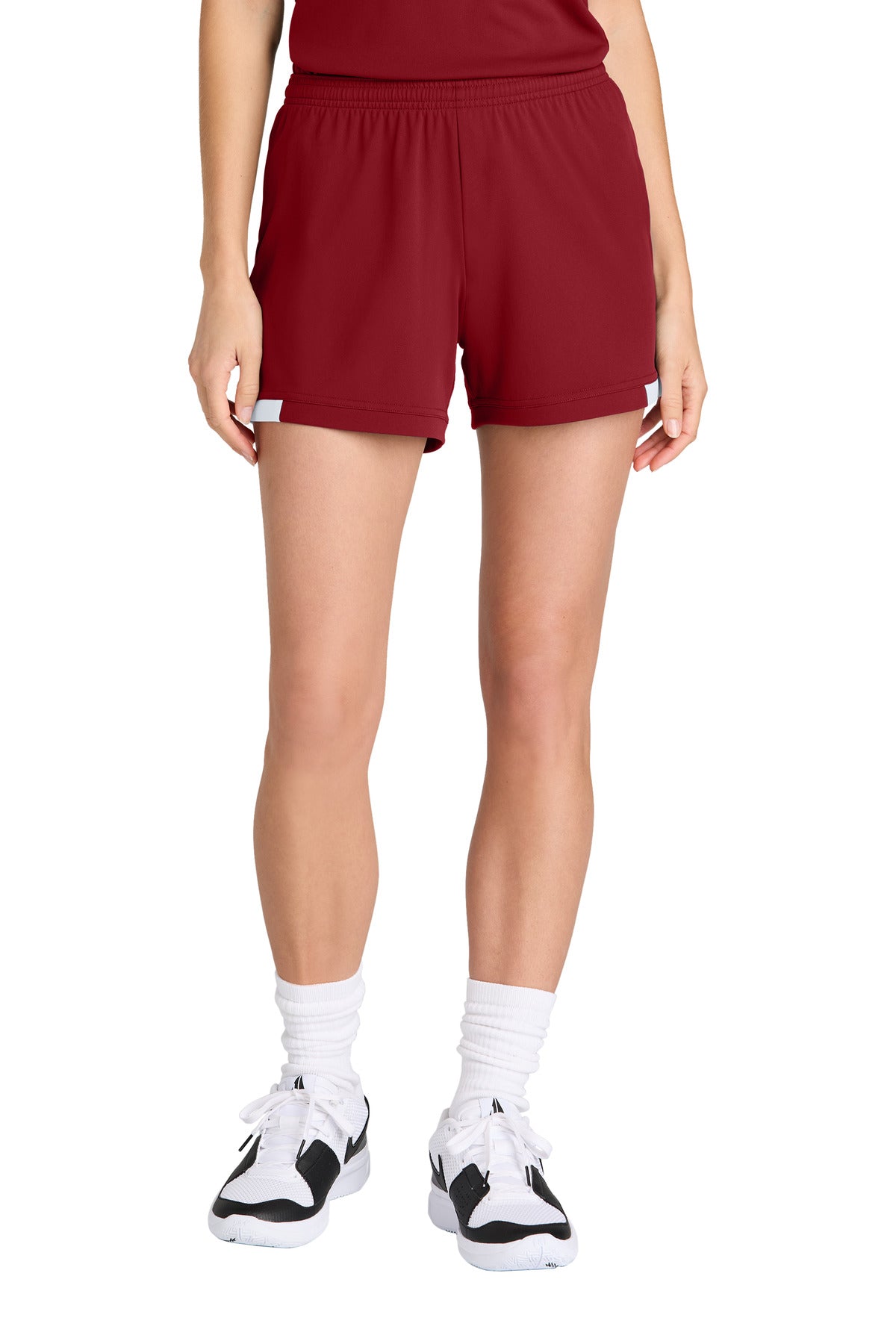 Sport-Tek Women's Club 5  Short LST442 - Deep Red/ White