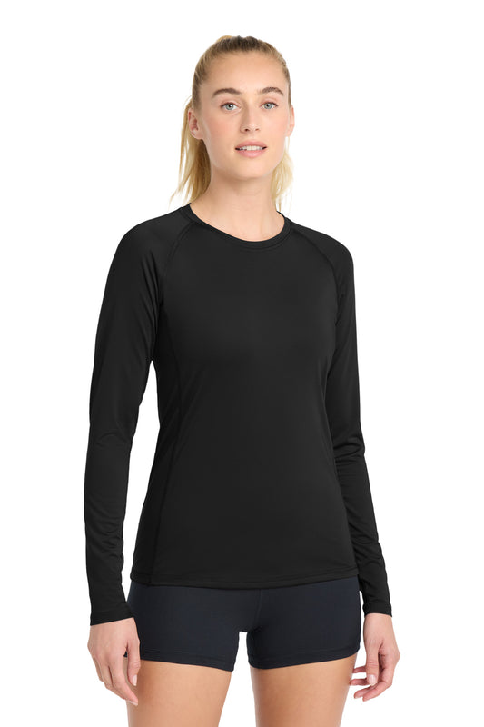 Sport-Tek  Women's Long Sleeve Rashguard Tee. LST470LS - Black