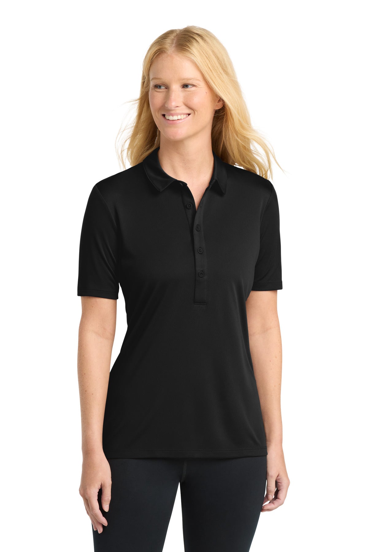 Sport-Tek Women's Posi-UV  Pro Polo.  LST520 - Black