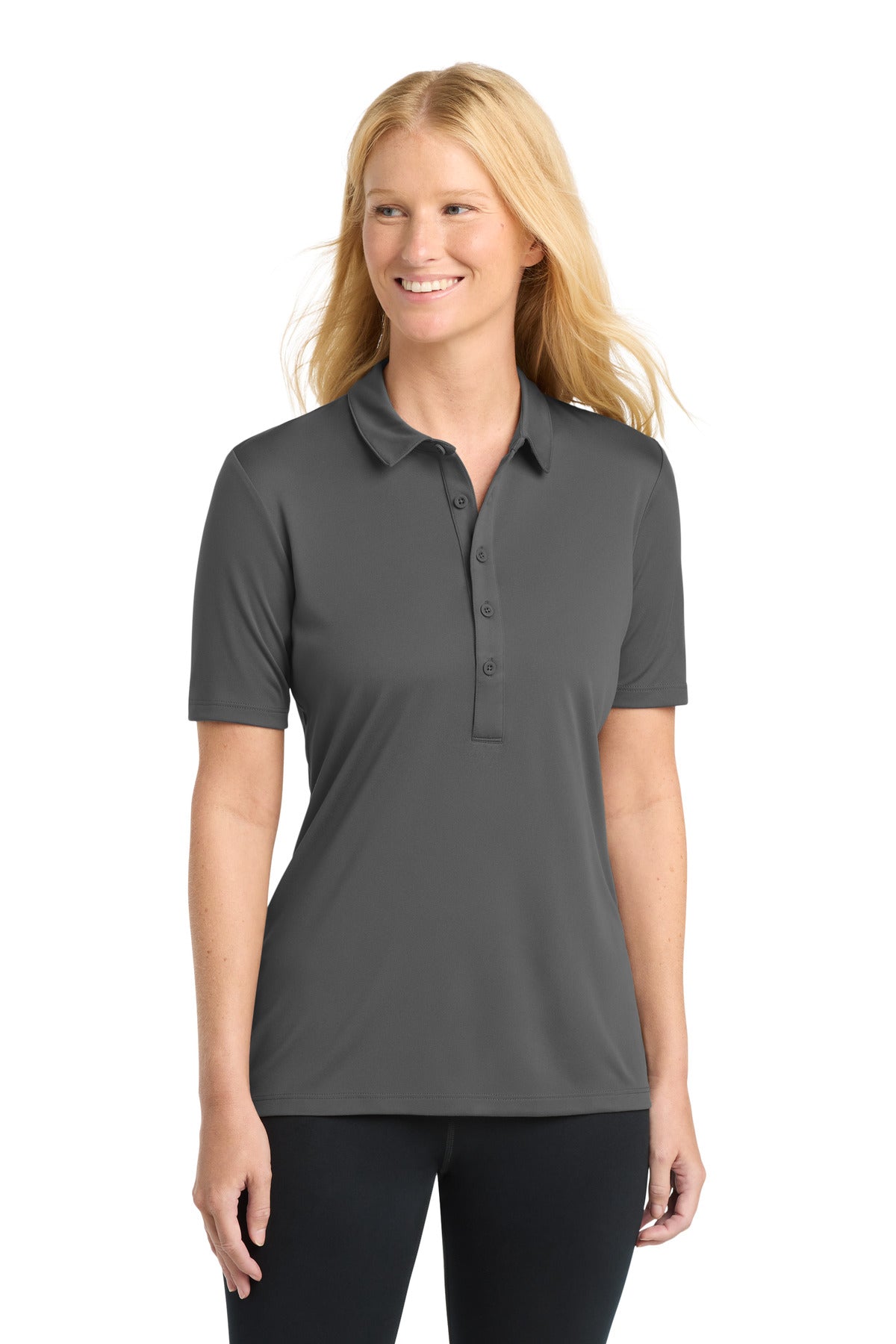 Sport-Tek Women's Posi-UV  Pro Polo.  LST520 - Dark Smoke Grey