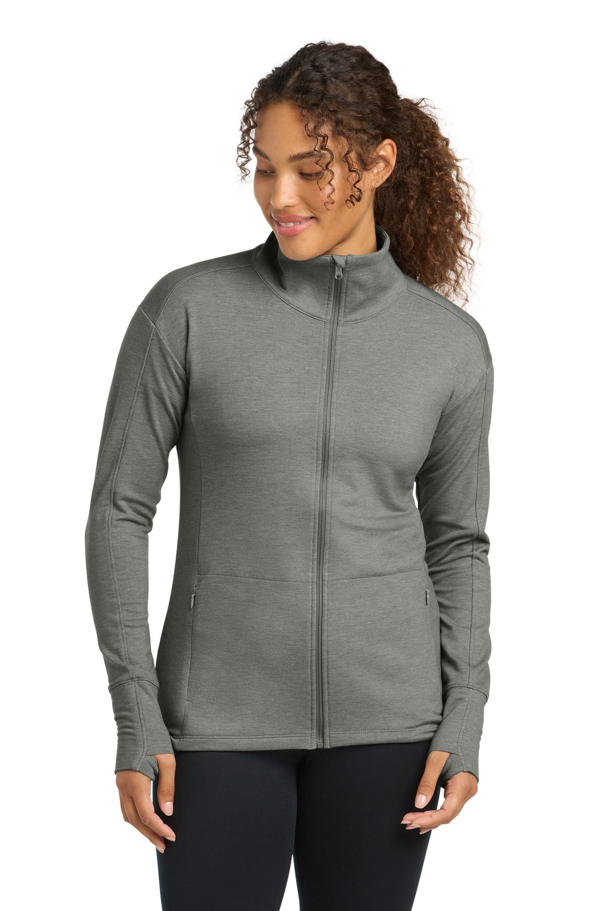 Sport-Tek Women's Sport-Wick Flex Fleece Full-Zip. LST560 - Light Grey Heather