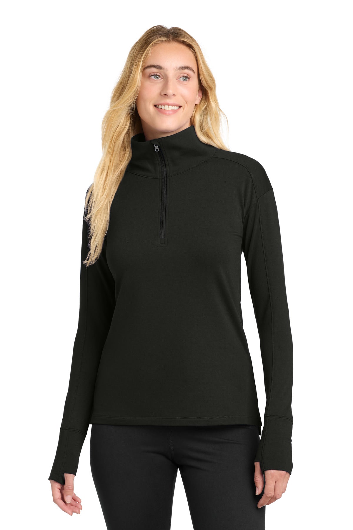 Sport-Tek Women's Sport-Wick Flex Fleece 1/4-Zip. LST561 - Black